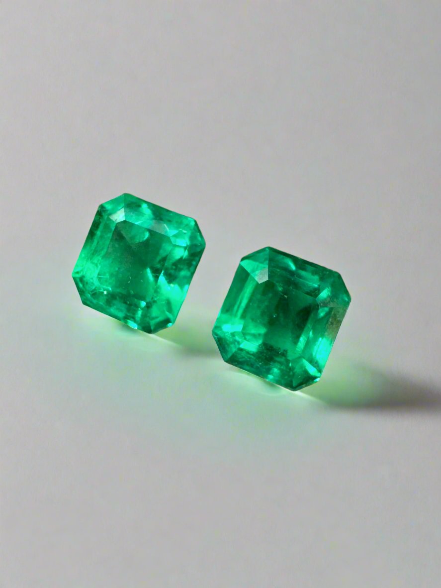 1.63tcw 5.5x5 AAA+ Matching Muzo Green Loose Colombian Emeralds Asscher Cut - Premium Gemstones for Jewelry Making, Engagement Rings & Luxury Gifts