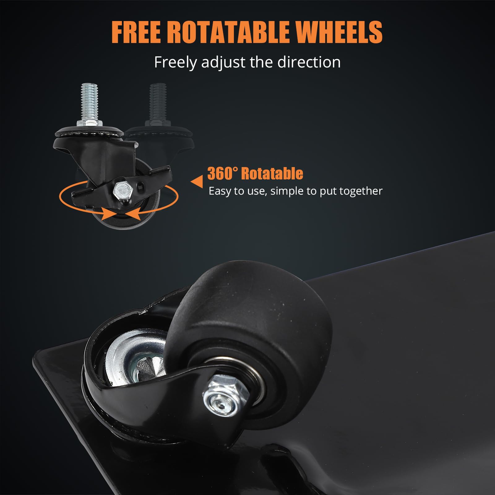 Upgraded Towallmark 4-Pack Car Dolly with Nylon Wheels - 6000lbs Capacity, 360° Rotating Vehicle Wheel Dollies for Moving Cars, Trucks, Trailers & Motorcycles (Black) - Perfect for Garage Storage, Auto Repair Shops & Vehicle Maintenance