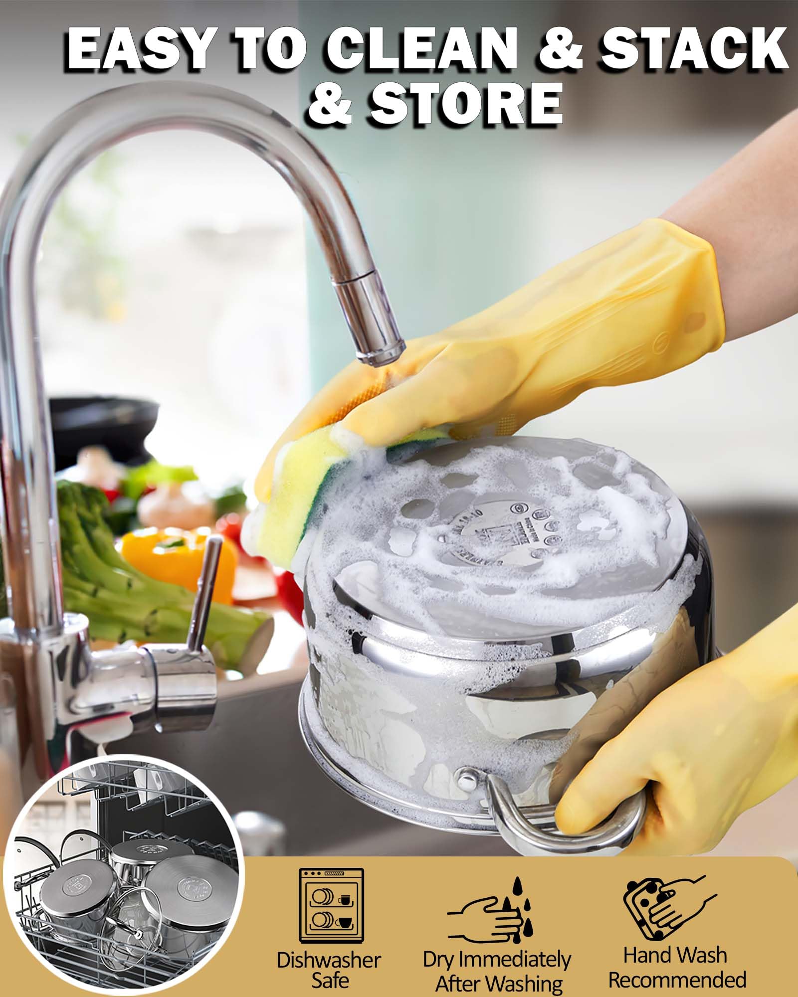 Cook N Home 12-Piece Stainless Steel Cookware Set - Premium Pots & Pans for Professional Cooking | Perfect for Home Chefs, College Dorms & RV Kitchens