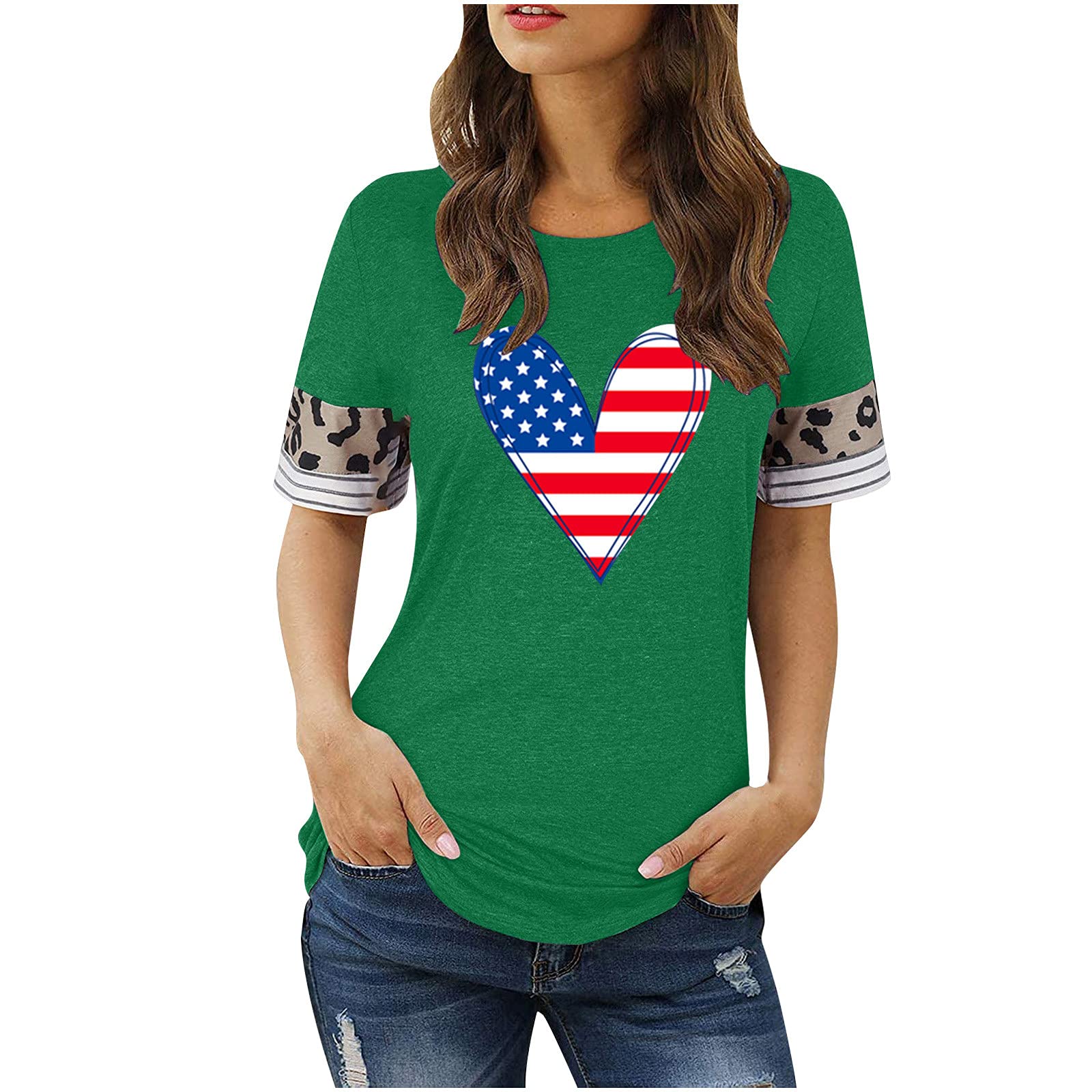 Women's Short Sleeve Leopard Print Basic Tank Tops - Casual Summer T-Shirts for Women | Perfect for Beach Outings, Music Festivals & Everyday Wear