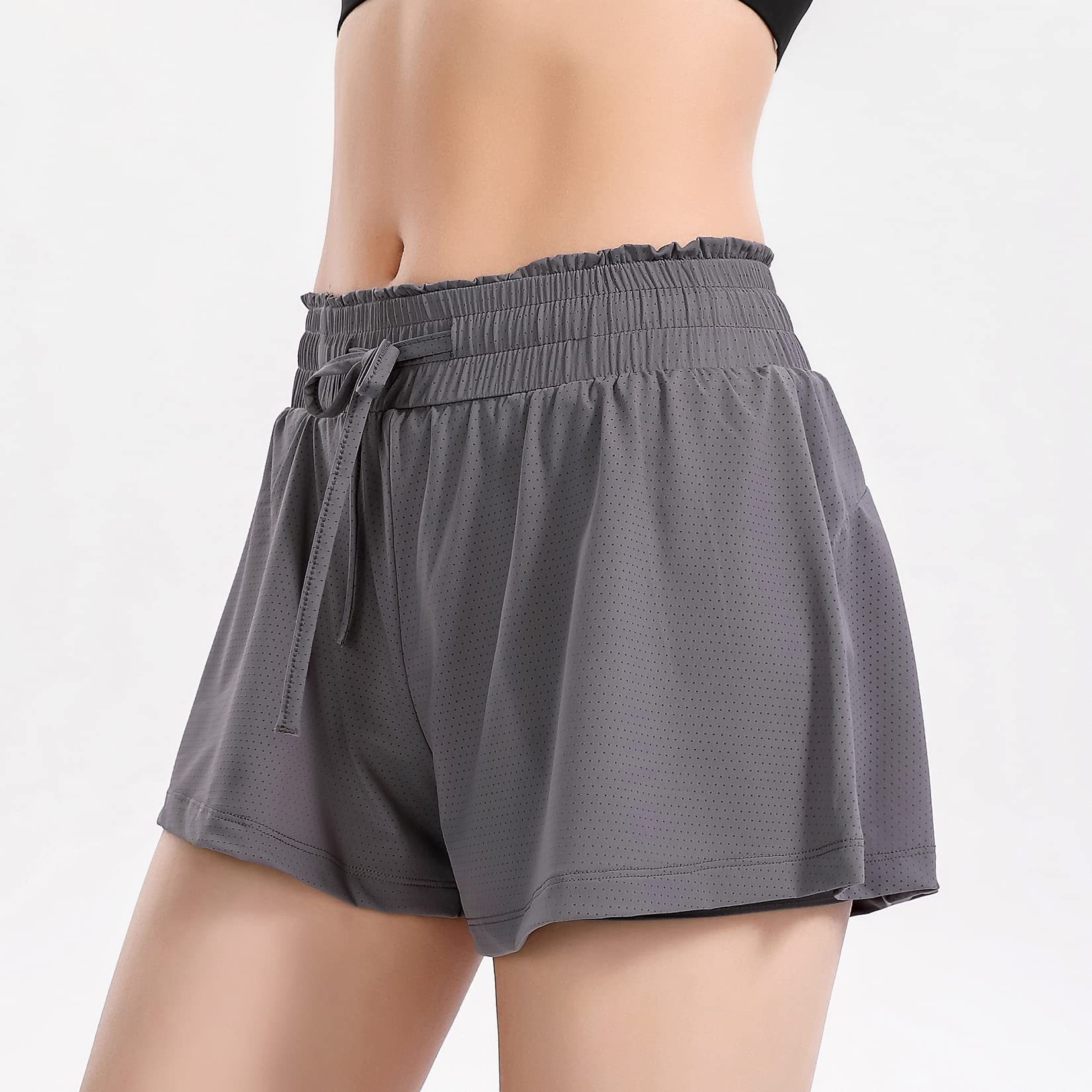 Lu's Chic Women's Running Shorts - Quick-Dry High Waisted Athletic Shorts with Liner for Workout, Gym, Golf & Sports | Perfect for Jogging, Yoga & Summer Outdoor Activities