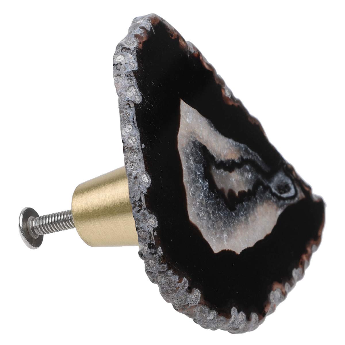 MookaiteDecor Black Agate Slice Cabinet Knobs with Screws - Set of 4 Drawer Pull Handles for Dresser, Wardrobe & Cupboard - Natural Stone Decorative Hardware for Home & Office Furniture Upgrade