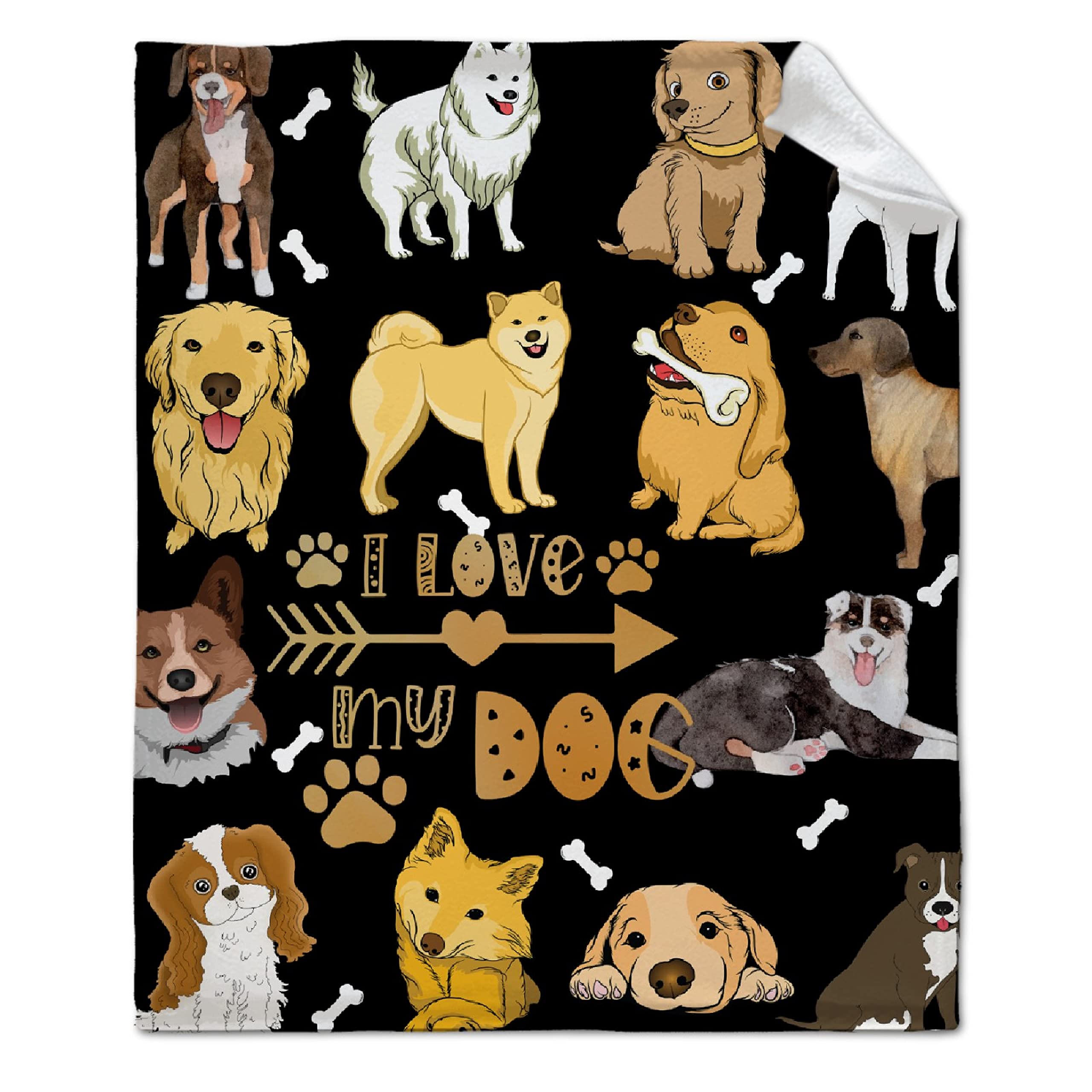 Ultra Soft Flannel Fleece Dog Blanket - Funny 'I Love My Dog' Design for Pet Lovers, 120