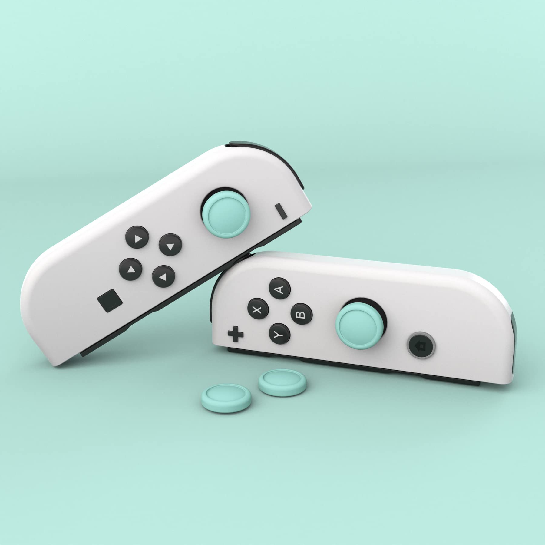 eXtremeRate PlayVital Silicone Joystick Caps for Nintendo Switch, Switch Lite & Switch OLED - Anti-Slip Thumb Grip Covers (Misty Green) - Perfect for Gaming, Travel & Long Play Sessions