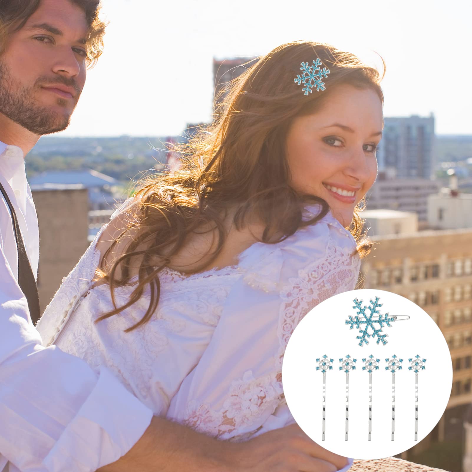 Snowflake Hair Clips for Girls - 6pcs Set of Winter-Themed Barrettes & Decorative Hair Accessories for Parties, Holidays & Everyday Wear