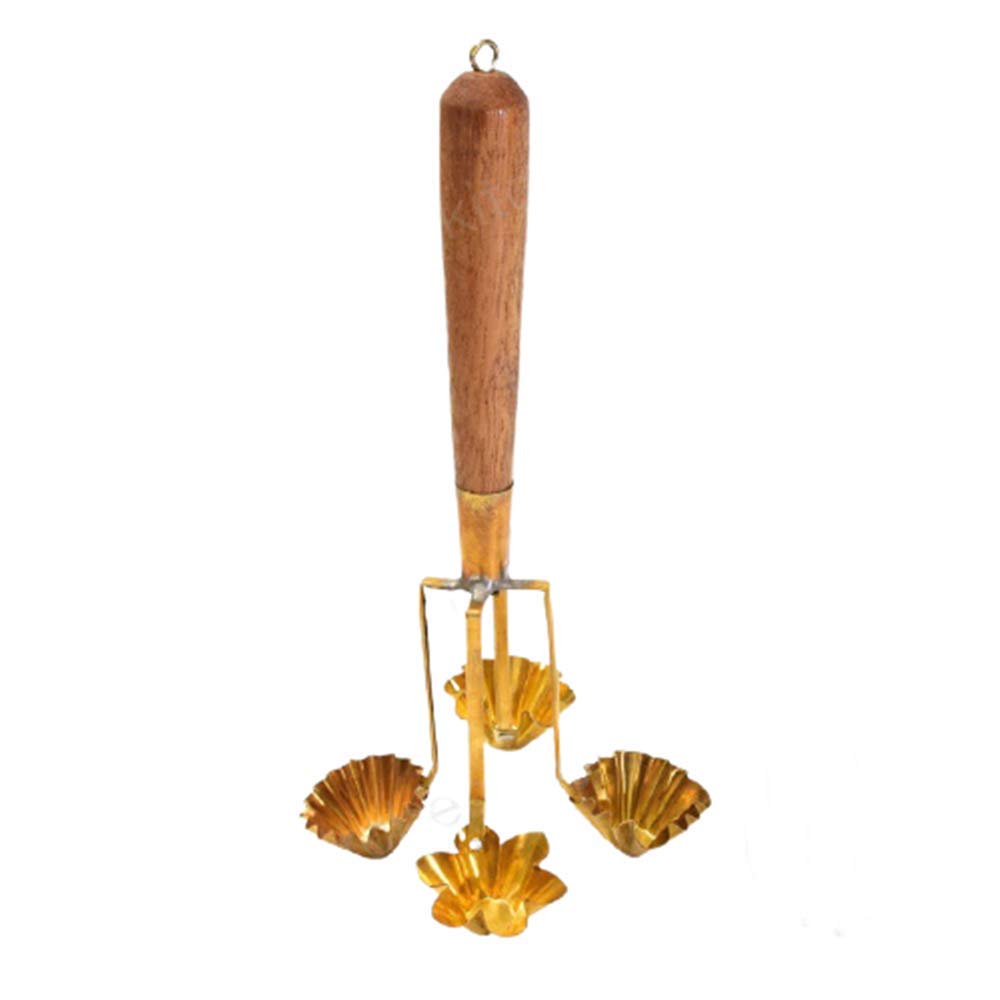 Thai Kratong Thong Golden Cup Brass Mold - Non-Spicy Appetizer & Dessert Maker (4 Cups) | Perfect for Thai Cuisine, Party Snacks & Home Cooking