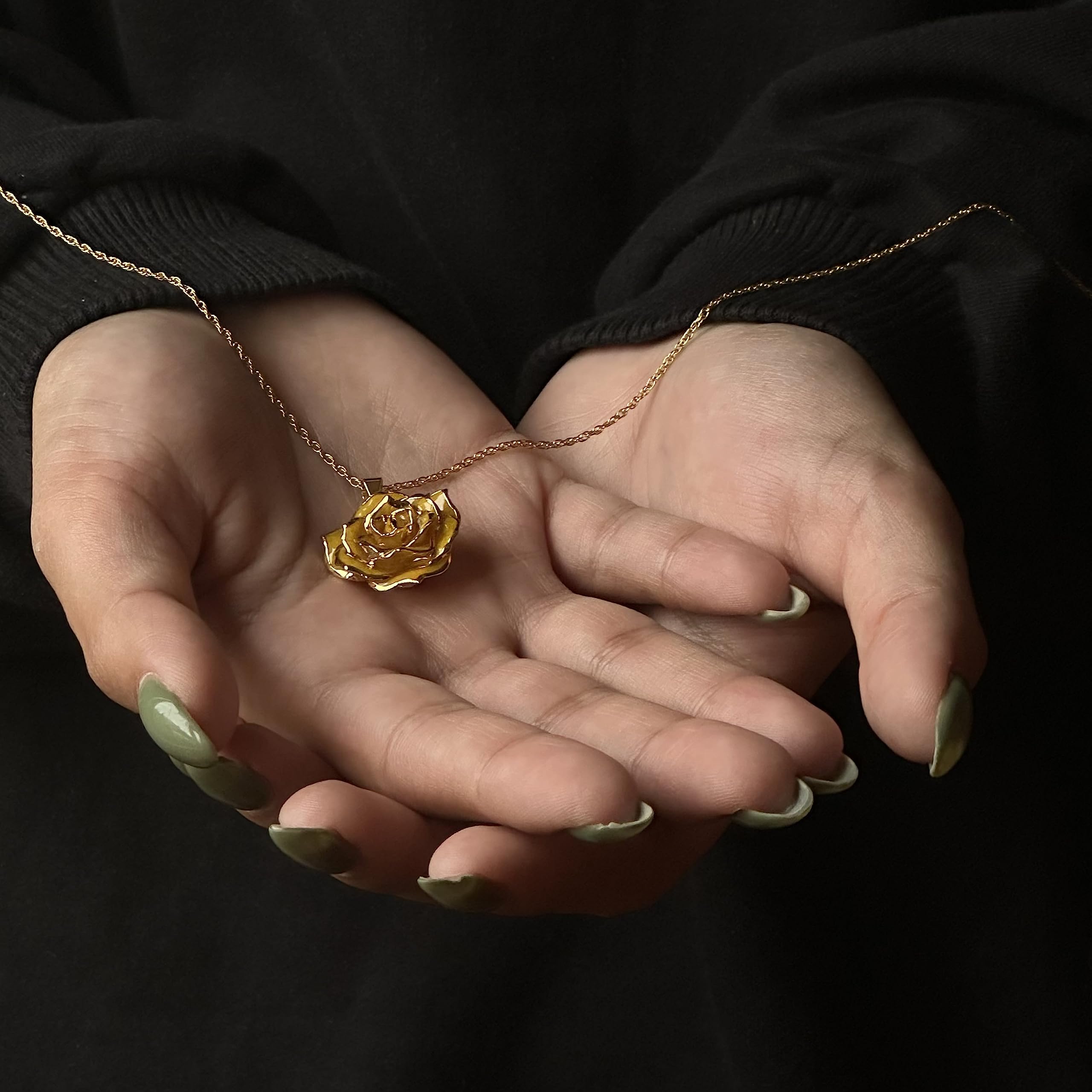 24K Gold Dipped Eternal Rose Necklace - Real Preserved Flower Jewelry for Women, Anniversary Gifts, Valentine's Day Present - Perfect for Romantic Dates, Weddings & Special Occasions