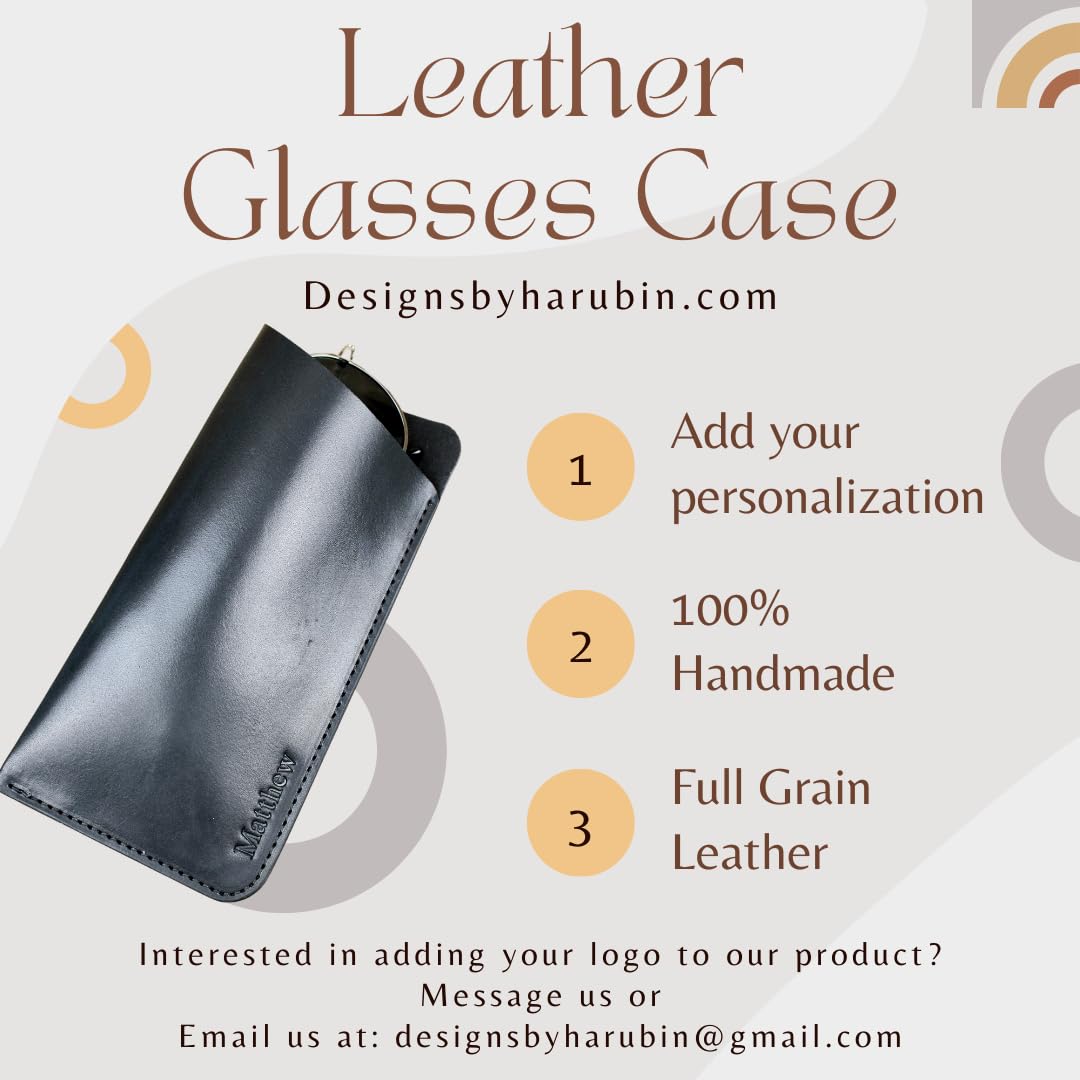 Personalized Leather Glasses Case for Eyeglasses & Sunglasses | Soft Protective Sleeve | Custom Engraved Leather Accessory | Perfect Gift for Travel, Office & Daily Use
