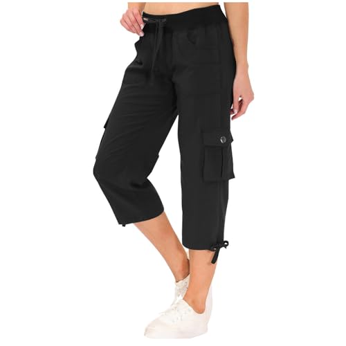Womens Cargo Capris-black