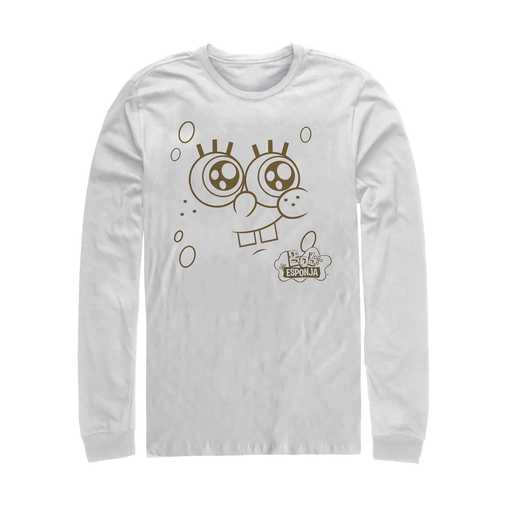 Men's SpongeBob SquarePants Graphic Long Sleeve T-Shirt - Cartoon Character Print Casual Top for Fans, Halloween Costume & Funny Gift