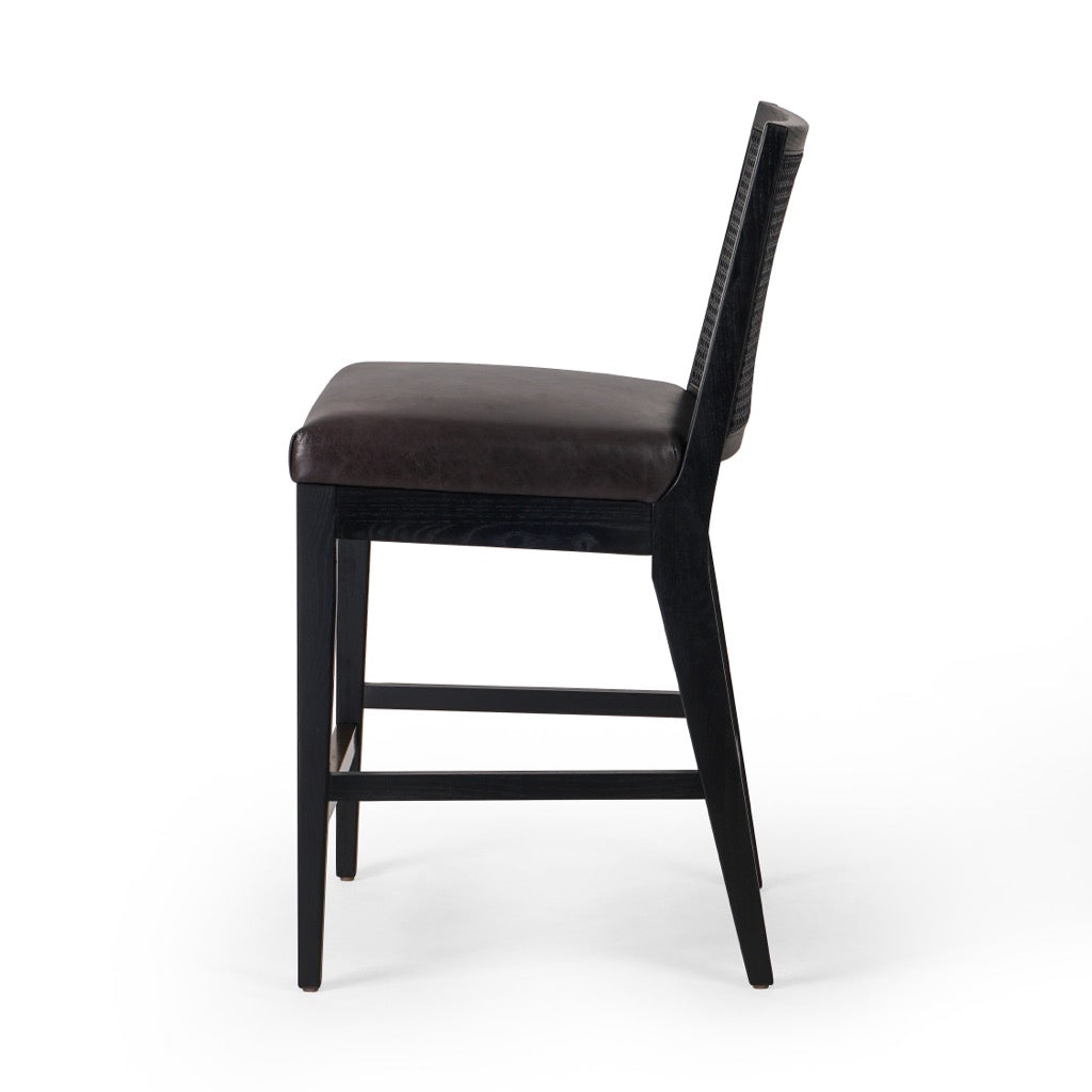 Antonia Cane Armless Stool - Modern Black Bar Stool for Kitchen Island, Breakfast Nook & Home Decor - Sonoma Black Finish