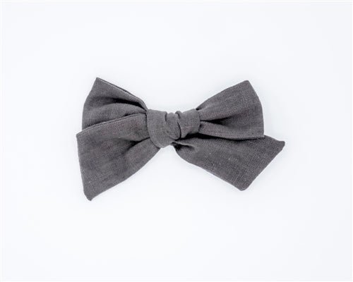 Elegant Classic Linen Hair Bow for Women - Graphite Gray Hair Accessory for Weddings, Parties & Everyday Style