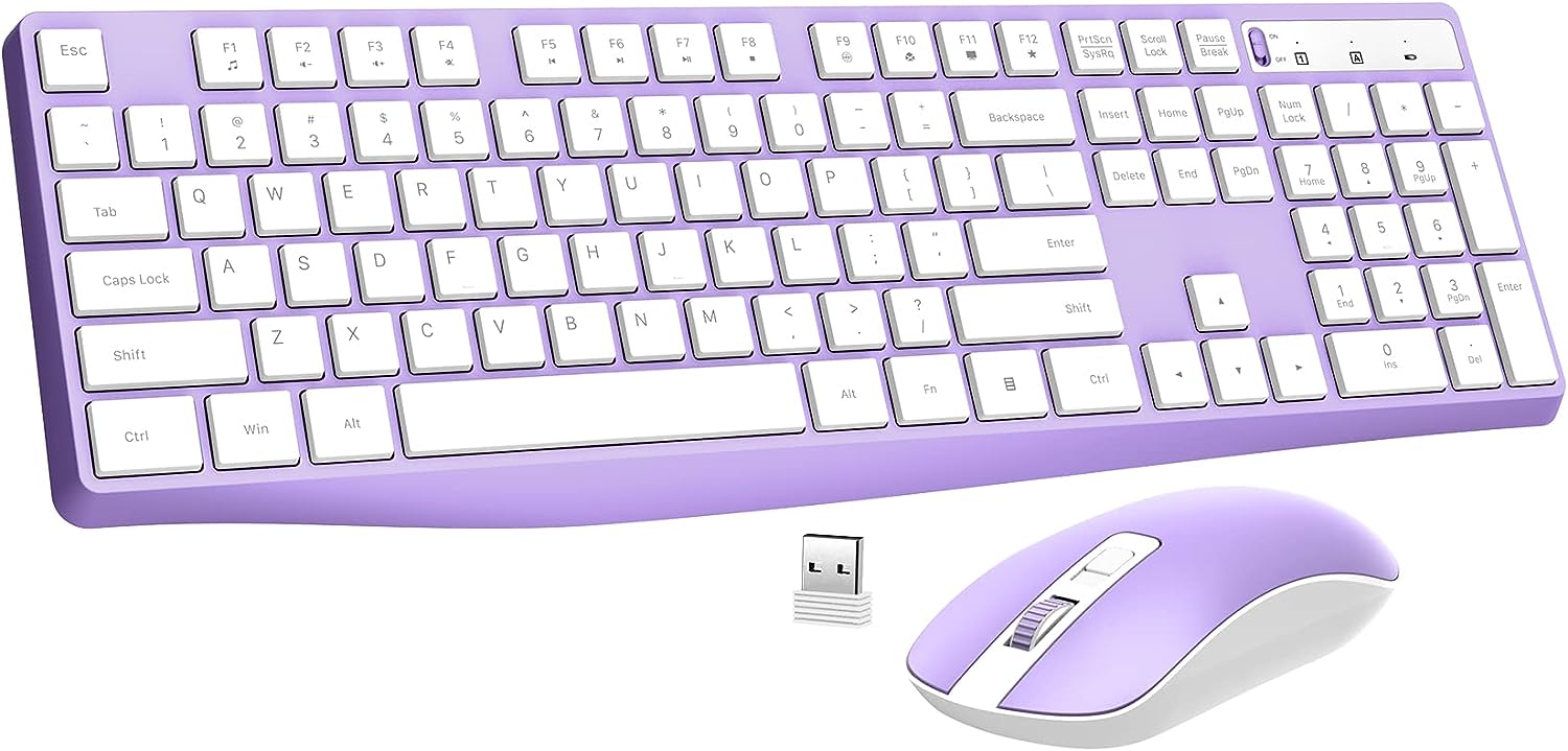 Wireless Keyboard and Mouse Combo - 3 Adjustable DPI, Ergonomic Design for Home & Office Use, Compatible with PC/Laptop/Mac - Perfect for Gaming, Work & Productivity