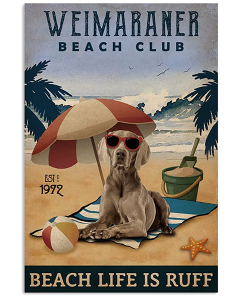 300-Piece Wooden Jigsaw Puzzle for Adults & Kids - Funny Weimaraner Beach Club 