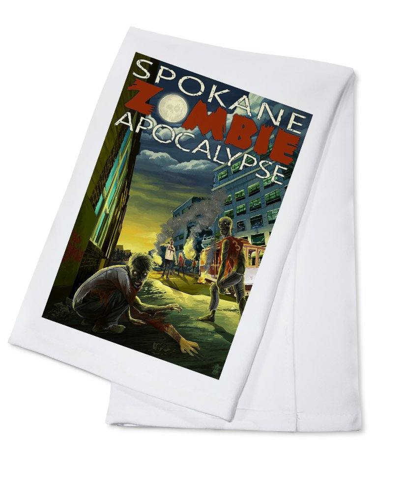 Spokane Washington Zombie Apocalypse 100% Cotton Tea Towel - Decorative Kitchen Hand Towel for Home Decor & Dish Drying - Perfect for Horror Fans, Halloween Decor & Unique Gift Ideas