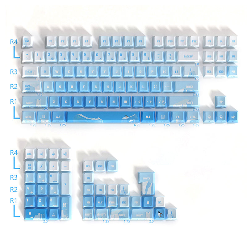 PIIFOX Glacier OEM Profile Keycap Set - Custom Mechanical Keyboard Keycaps for Gaming & Typing - Perfect for PC, Mac, and Laptop Keyboards
