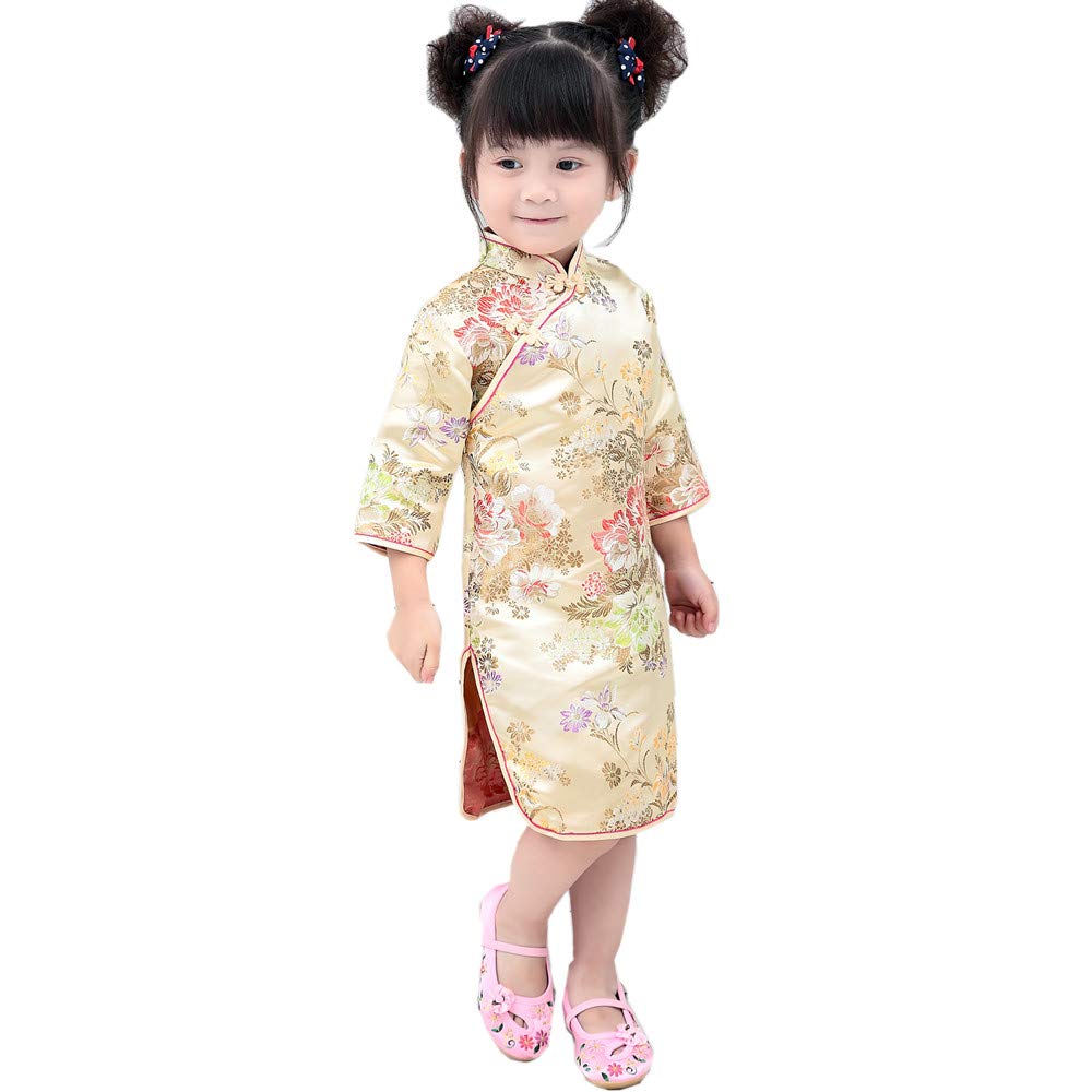 Elegant Chinese Qipao Dress with Peony Rose Embroidery - Half Sleeve Cheongsam for Women | Perfect for Wedding, Birthday Party, Princess Costume & Special Occasions