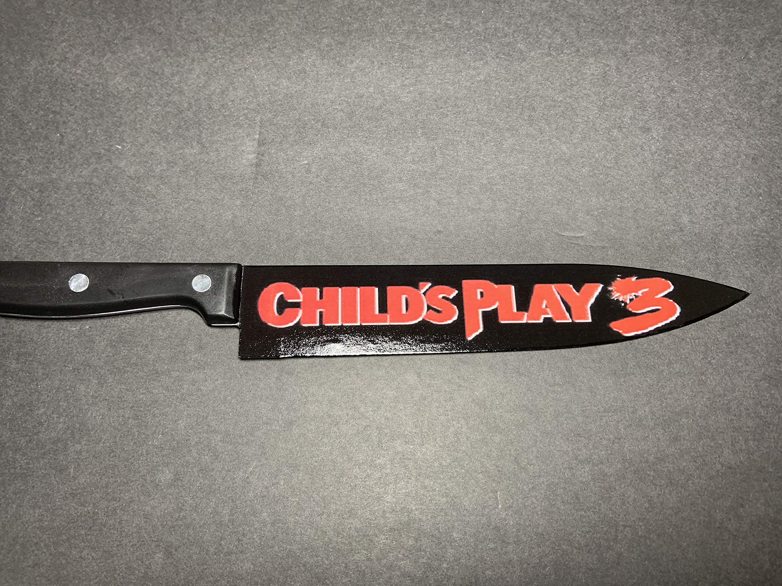 Child's Play 3 Knife Replica with Sublimated Display Stand - Horror Movie Collectible for Halloween Decor & Cosplay Accessories