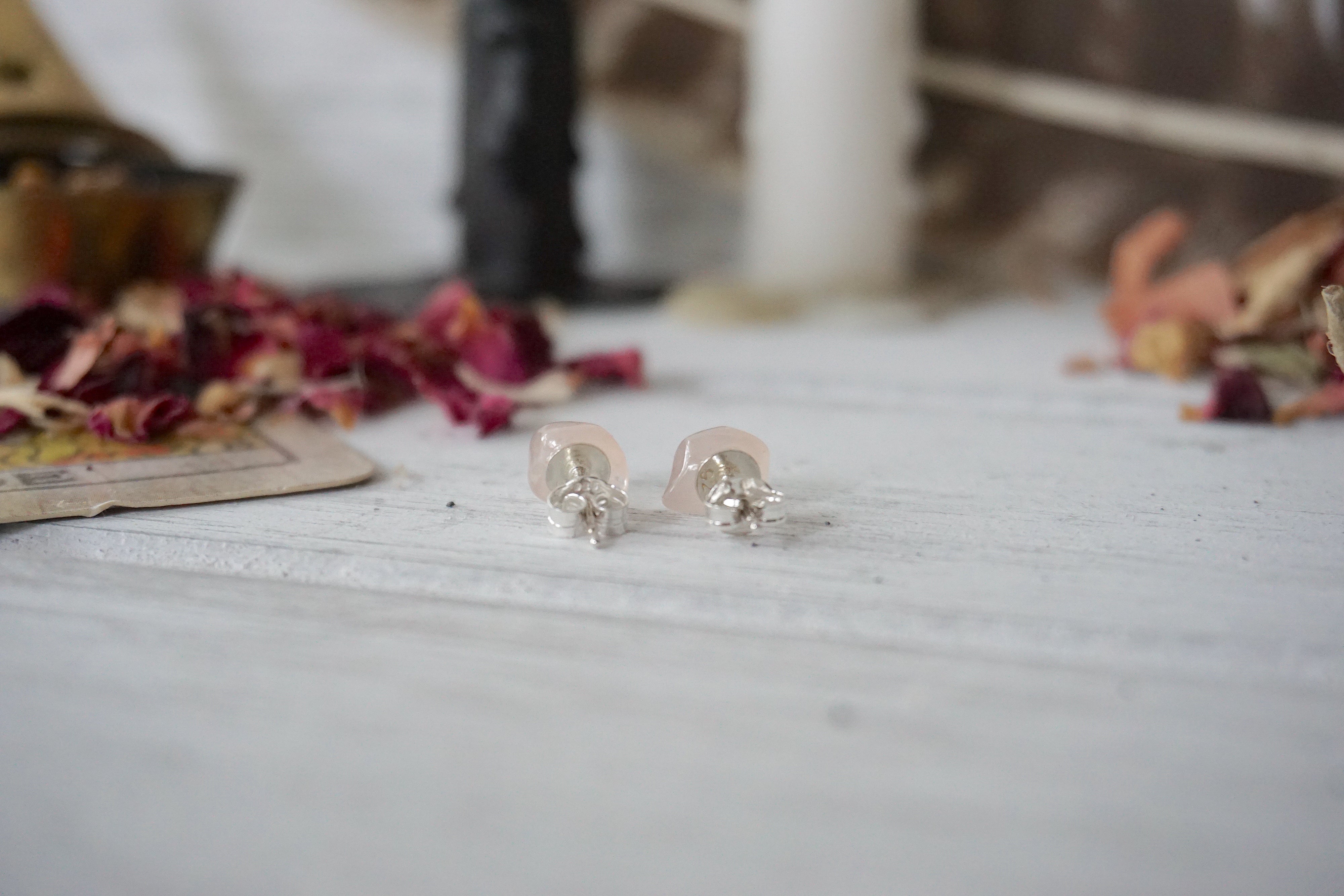 Rose Quartz Crystal Stud Earrings for Women – AURA STUD EARRINGS COLLECTION – Healing Stone Jewelry for Everyday Wear & Special Occasions