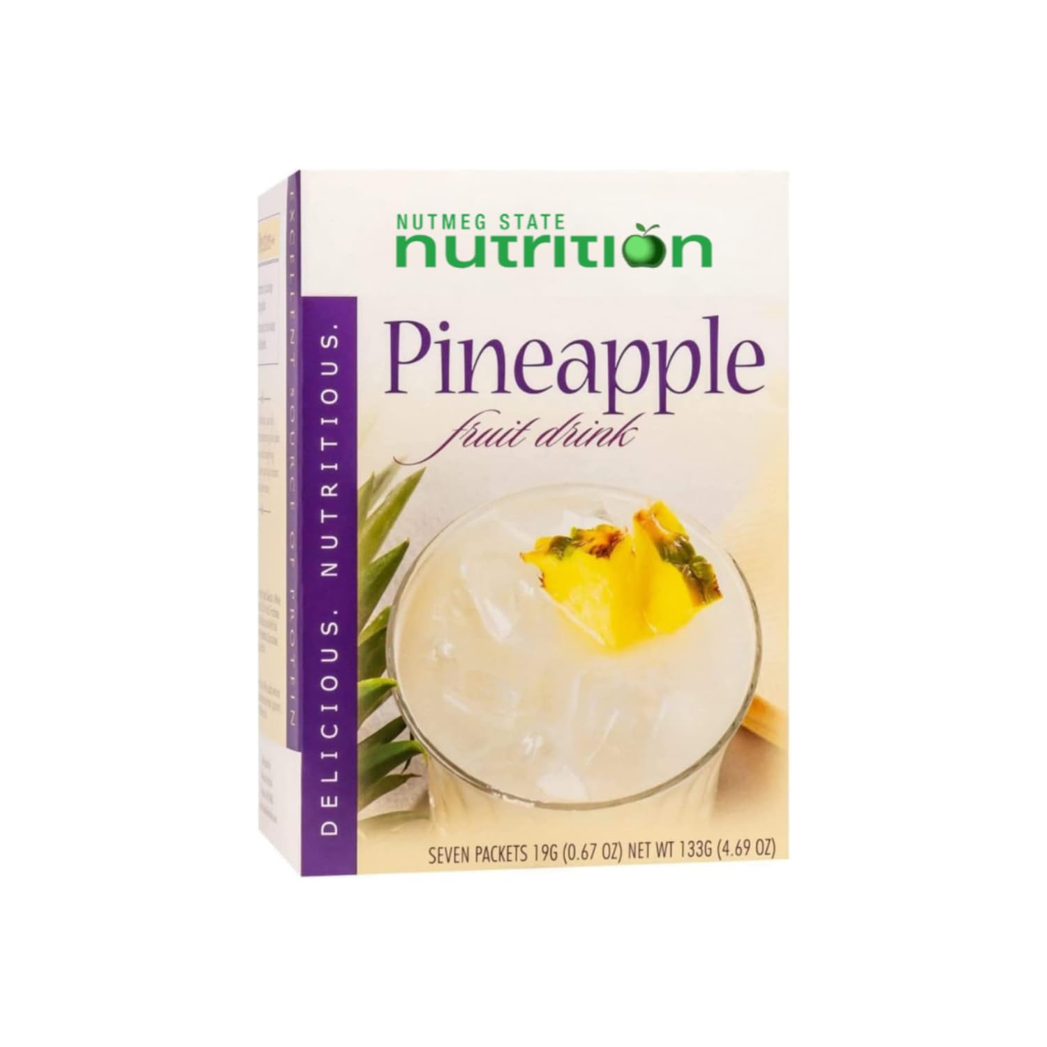 Nutmeg State Nutrition High Protein Pineapple Fruit Drink - 15g Protein, Low Calorie, Low Carb, Low Sugar, Fat Free - 7 Servings Per Box - Perfect for Post-Workout Recovery & Healthy Snacking