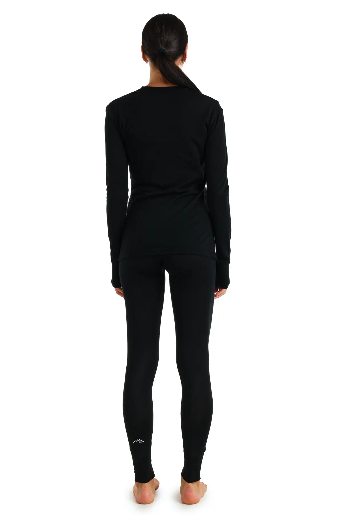 Women's Merino Wool Thermal Underwear Set - 165 Black - Warm Base Layer for Winter, Skiing & Outdoor Activities