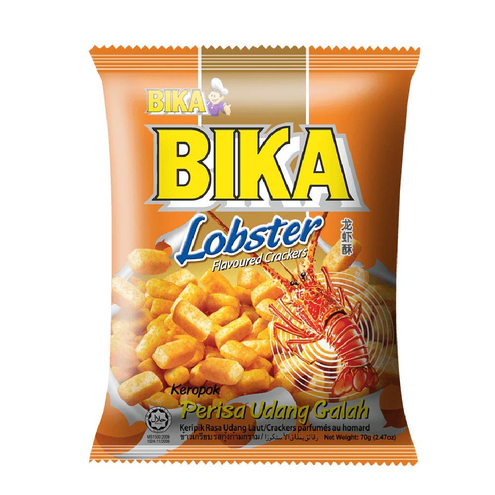 Bika Lobster Flavored Crackers Snacks - 6 Pack | Delicious Seafood Snack for Parties, Travel & Office | Crunchy & Flavorful Biscuits