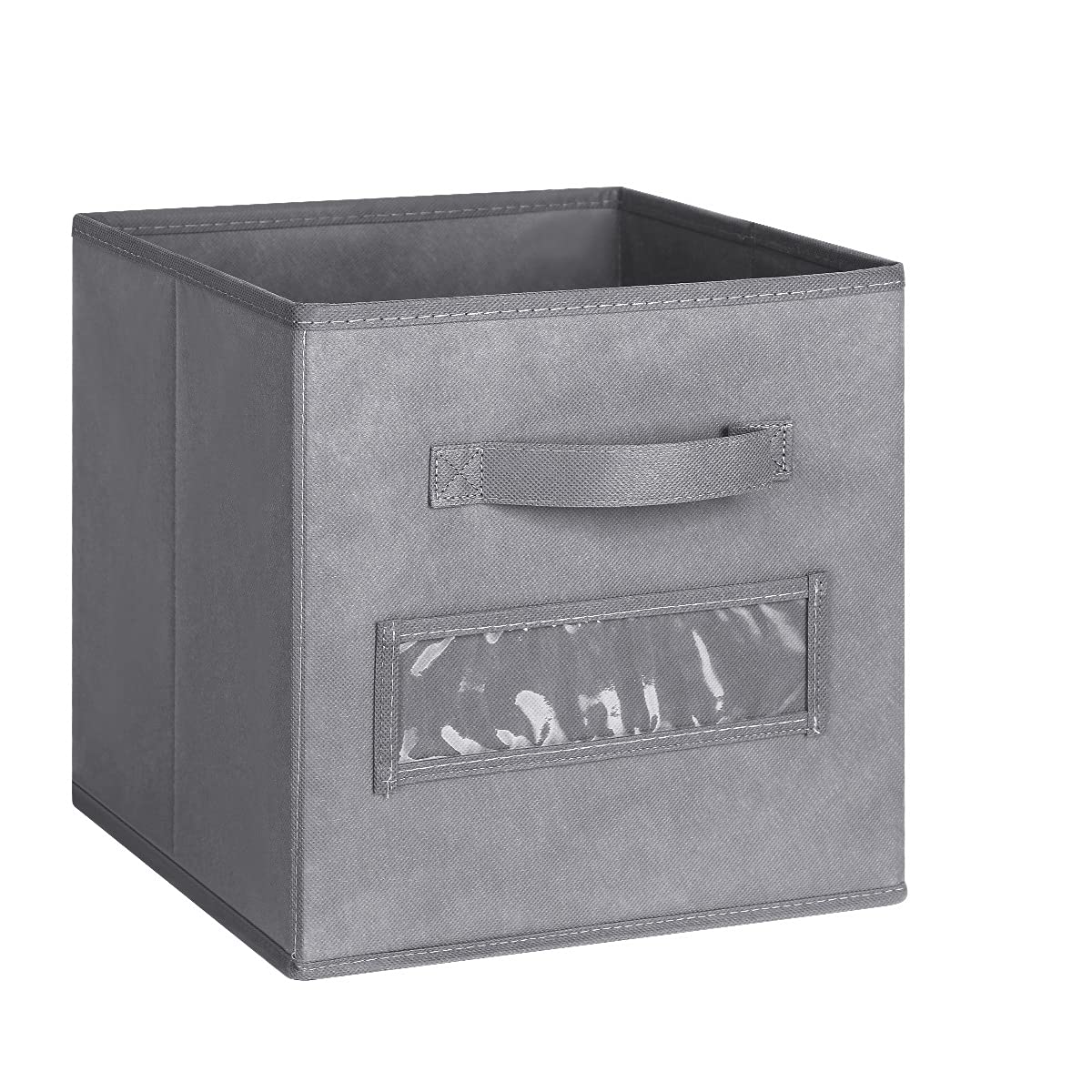 TomCare Foldable Storage Cubes with Label Cards - Closet & Shelf Organizer Bins for Bedroom, Living Room, Nursery & Office - Grey Fabric Storage Containers for Home Organization