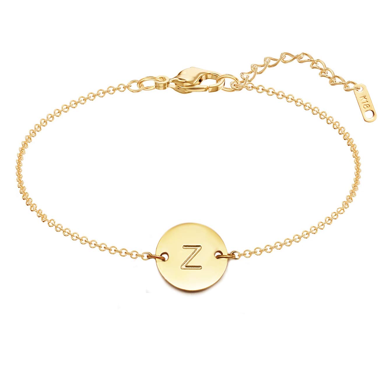Personalized Initial Bracelet for Women - 18K Gold Plated Stainless Steel Letter Bracelet with Dainty Coin Charm & Delicate Disc Name Tag - Perfect for Gifts, Anniversaries, Birthdays and Everyday Elegance