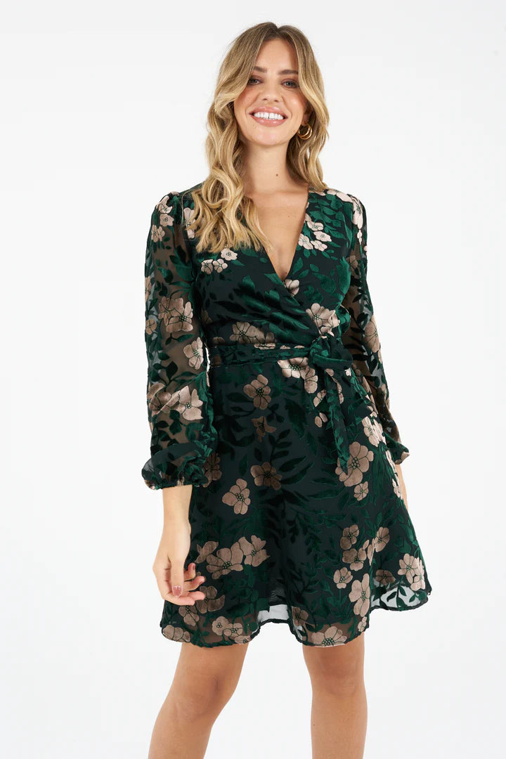 Jim Velvet Dress for Women - Elegant Green Velvet Party Dress - Perfect for Evening Events, Weddings & Holiday Parties