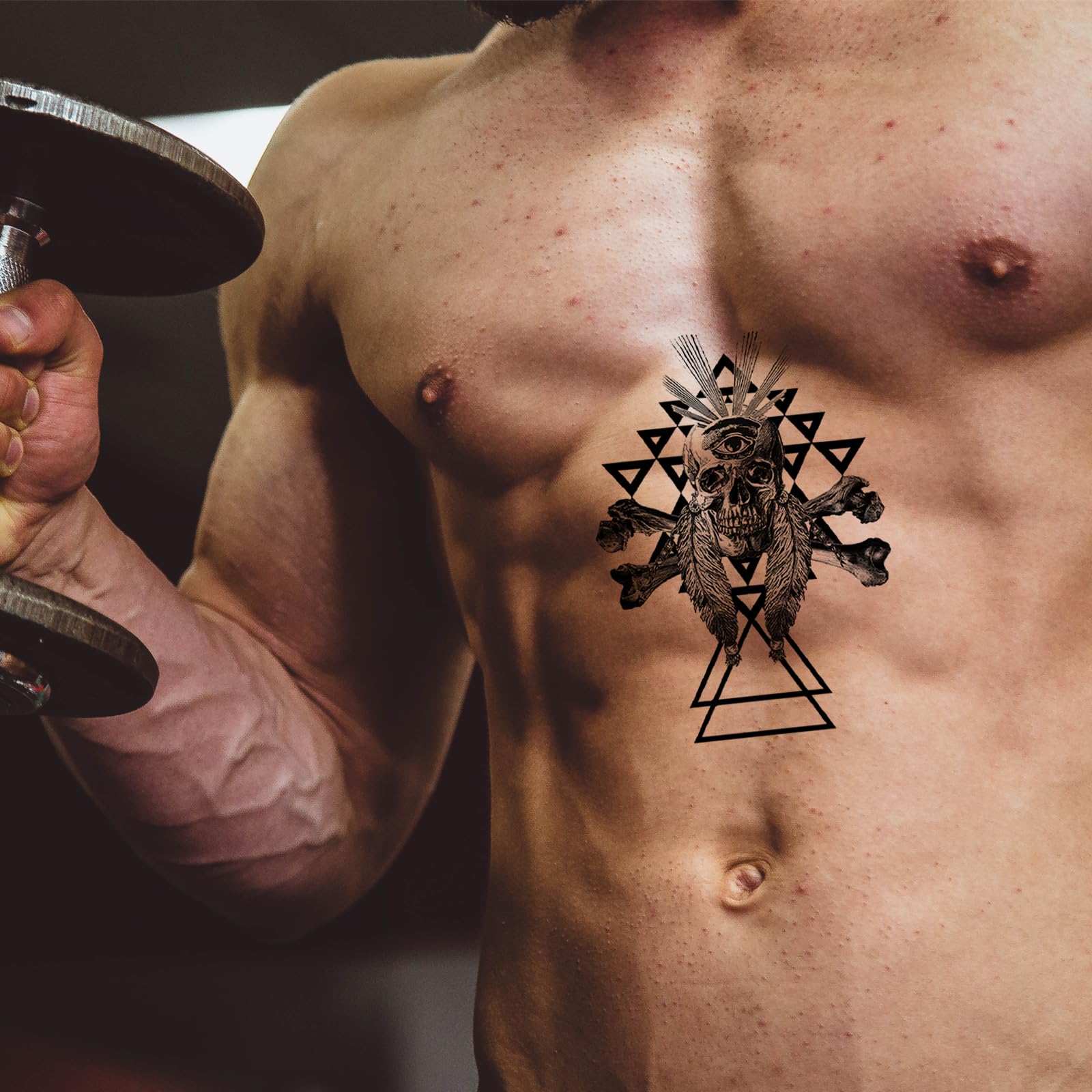 Realistic Pirate Temporary Tattoos for Adults - Large Half Sleeve Black Skull Anchor Sailboat Fake Tattoo Stickers for Men & Women, Tribal Skeleton Body Art Makeup (8 Sheets) - Perfect for Halloween Costumes, Cosplay, Themed Parties and Tattoo Lovers