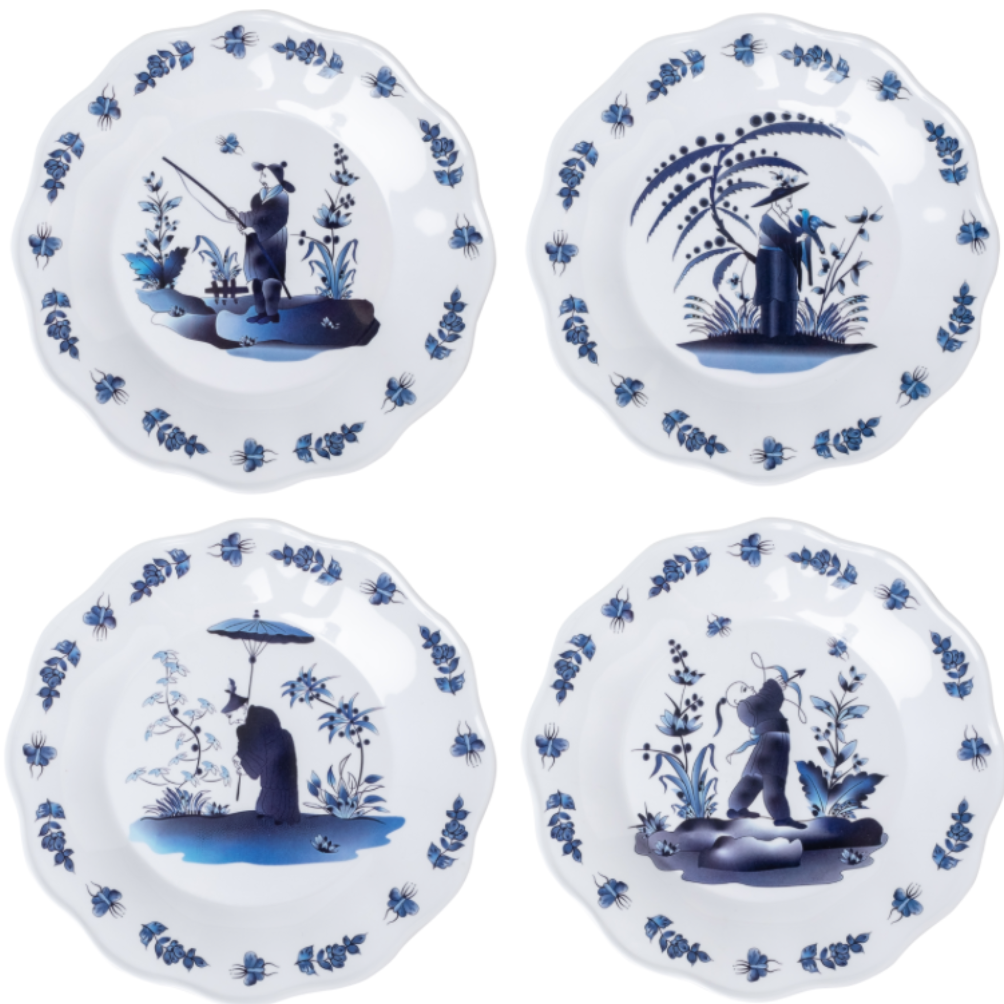 Blue and White Figurine Melamine Dinnerware Set - Durable & Stylish Tableware for Outdoor Dining, Picnics, and Everyday Use