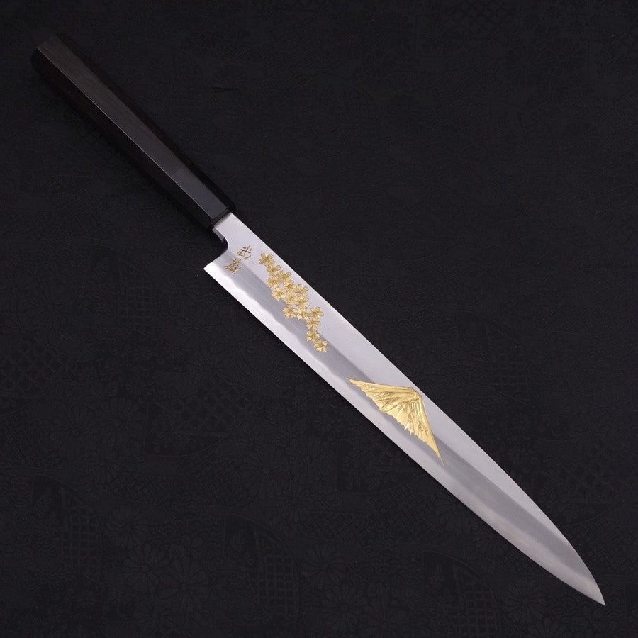 Premium Yanagiba Sushi Knife - White Steel #2 Kasumi Forged with Buffalo Ebony Handle - 270mm Blade for Professional Sushi Chefs & Japanese Cuisine Lovers - Ideal for Slicing Raw Fish & Preparing Sashimi