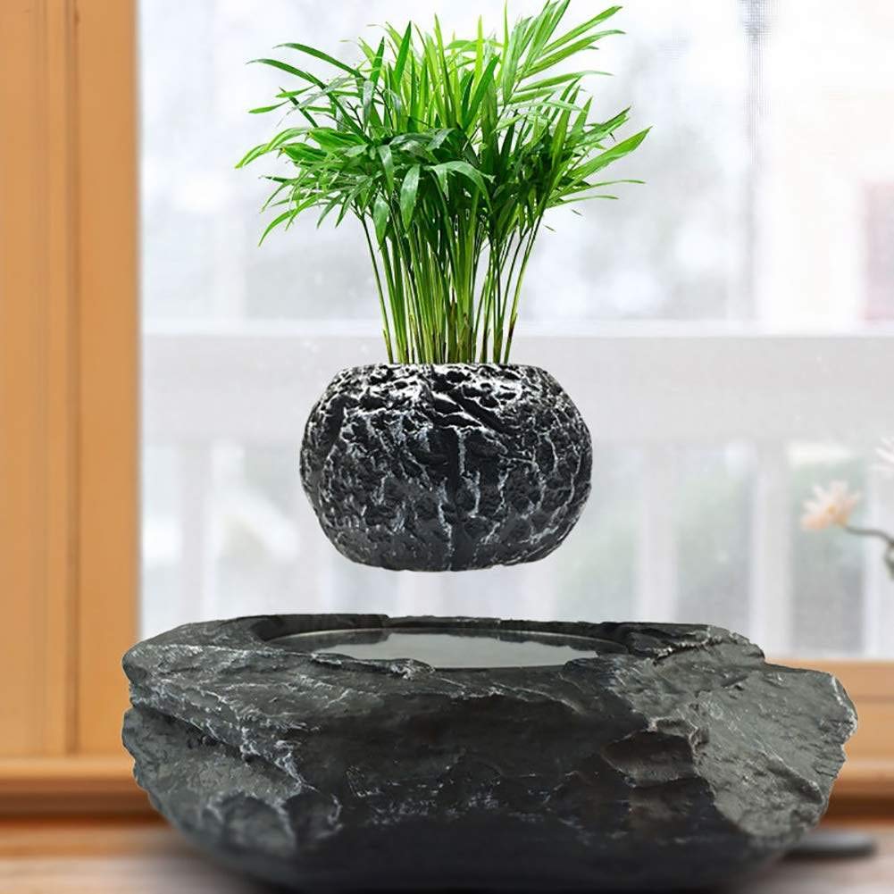 Magnetic Floating Flower Pot - Levitating Air Bonsai Planter with Creative Design for Home & Office Decor - Unique Gift Idea for Plant Lovers (Black) | Perfect for Modern Living Rooms, Office Desks, and Zen Spaces
