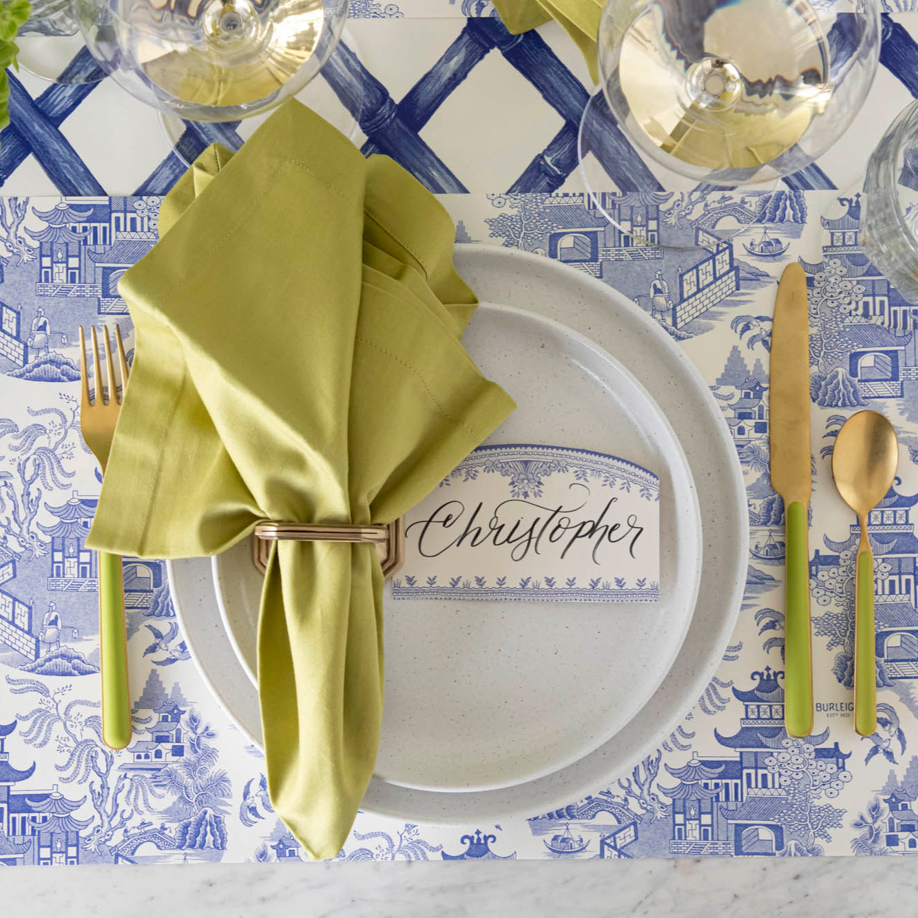 Burleigh Blue Place Card - Elegant Wedding & Event Name Cards for Table Settings - Perfect for Weddings, Dinner Parties & Special Occasions