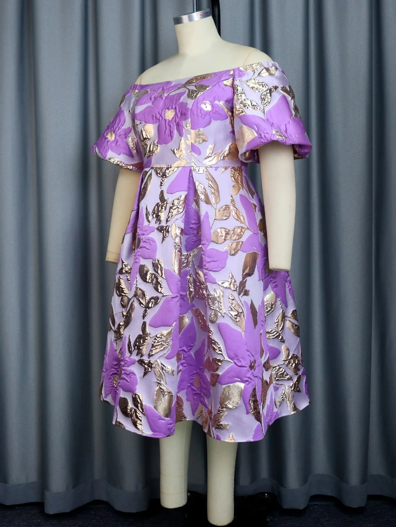 Elegant Jacquard A-Line Evening Dress for Women - Luxury Formal & Casual Occasion Dress with Flare Skirt, Autumn 2024 Collection | Perfect for Parties, Weddings & Special Events