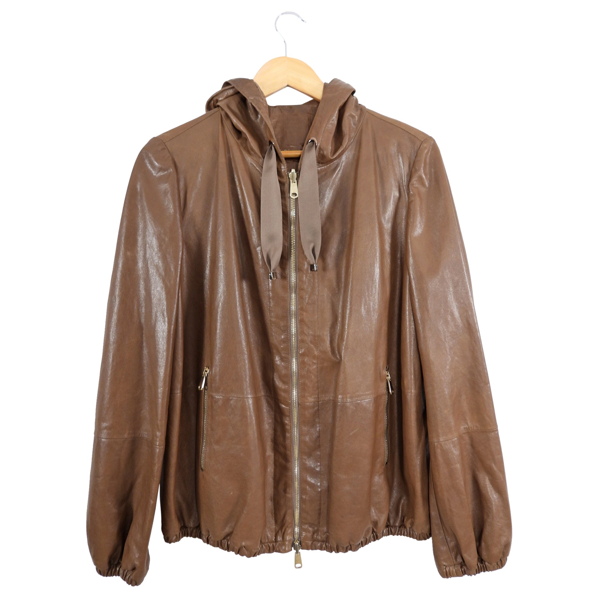 Brunello Cucinelli Genuine Leather Reversible Bomber Jacket - Brown, Size IT44 (US 8 / M) - Premium Men's Outerwear for Casual & Business Occasions