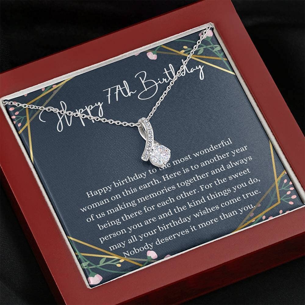 Personalized Handmade Message Card Jewelry Necklace - Custom 77th Birthday Gift for Women with Petit Ribbon - Thoughtful Present for 77 Year Old | Perfect for Birthday Celebrations, Anniversary Gifts & Special Occasions