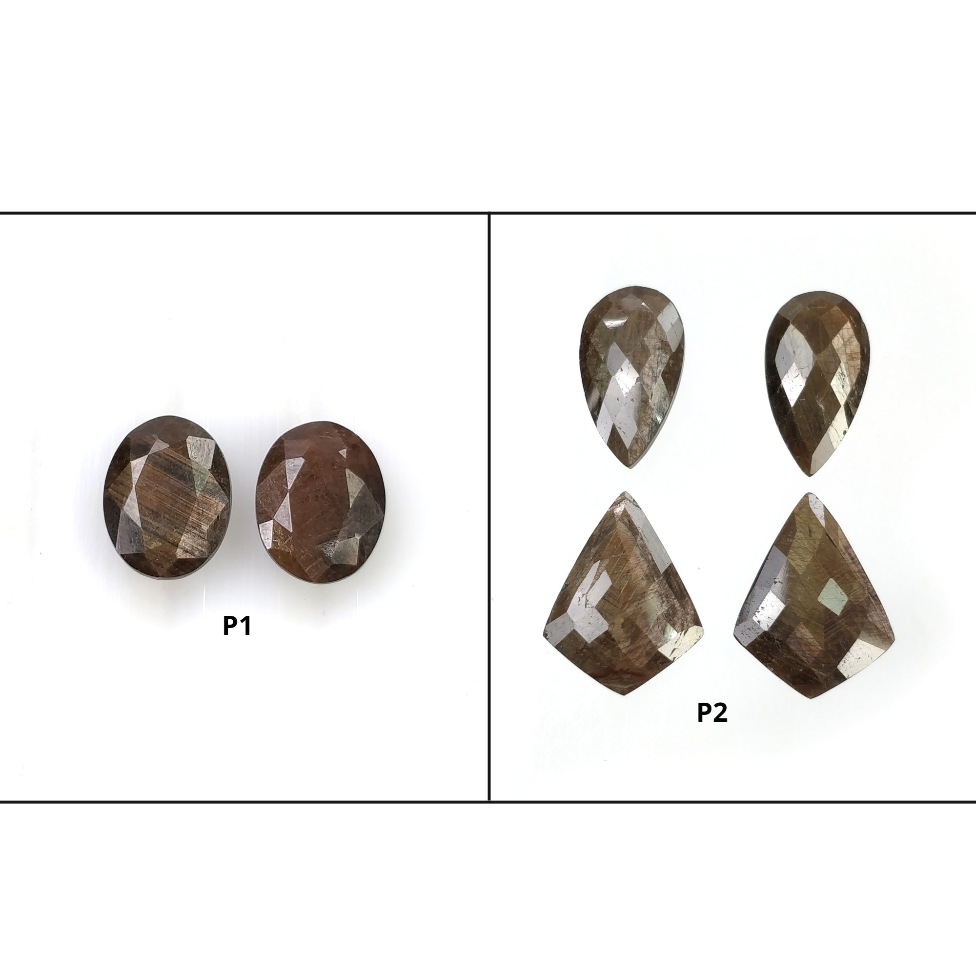 Natural Untreated Golden Brown Chocolate Sapphire Gemstone - Checker & Normal Cut Briolette Pear Oval Shapes (2pcs/4pcs) for Jewelry Making, DIY Crafts & Healing Crystals