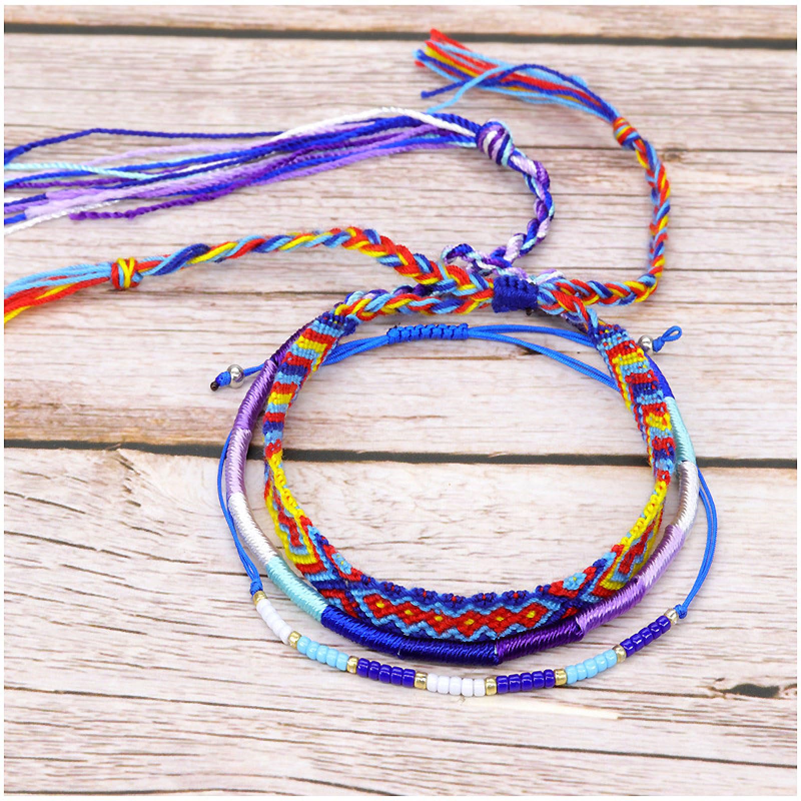 Handmade Seed Beaded Bracelets - Boho Ethnic Style Friendship Bracelets for Women, Woven Rope Wrap Bracelets, Stackable Jewelry - Perfect for Festival, Gift & Boho Fashion Accessories