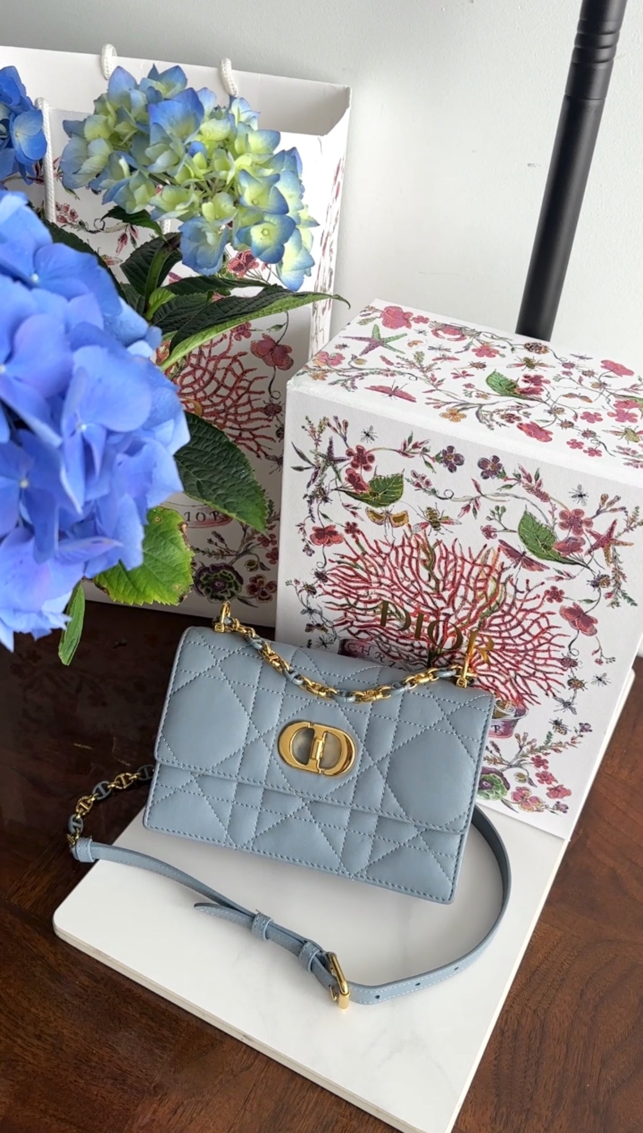 Dior Blue Leather Cannage Miss Caro Mini Chain Bag - Luxury Crossbody Purse for Women | Perfect for Evening Parties, Date Nights & Special Occasions