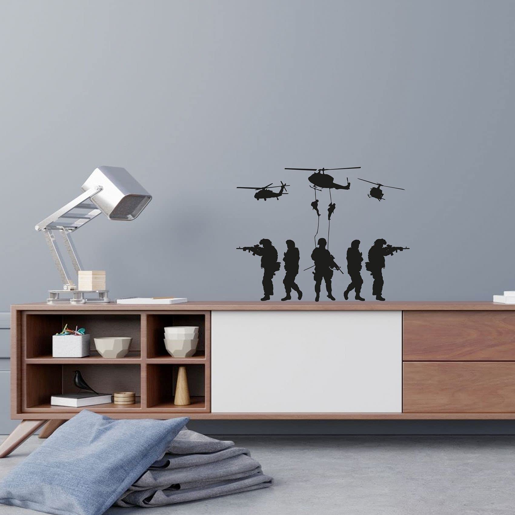 Military SWAT Team Soldier Wall Sticker Decal - 30x40 Inch Vinyl Art for Kids Room, Playroom, Bedroom & Home Decor - Perfect for Boys & Girls Bedrooms, Game Rooms & Military Themed Spaces