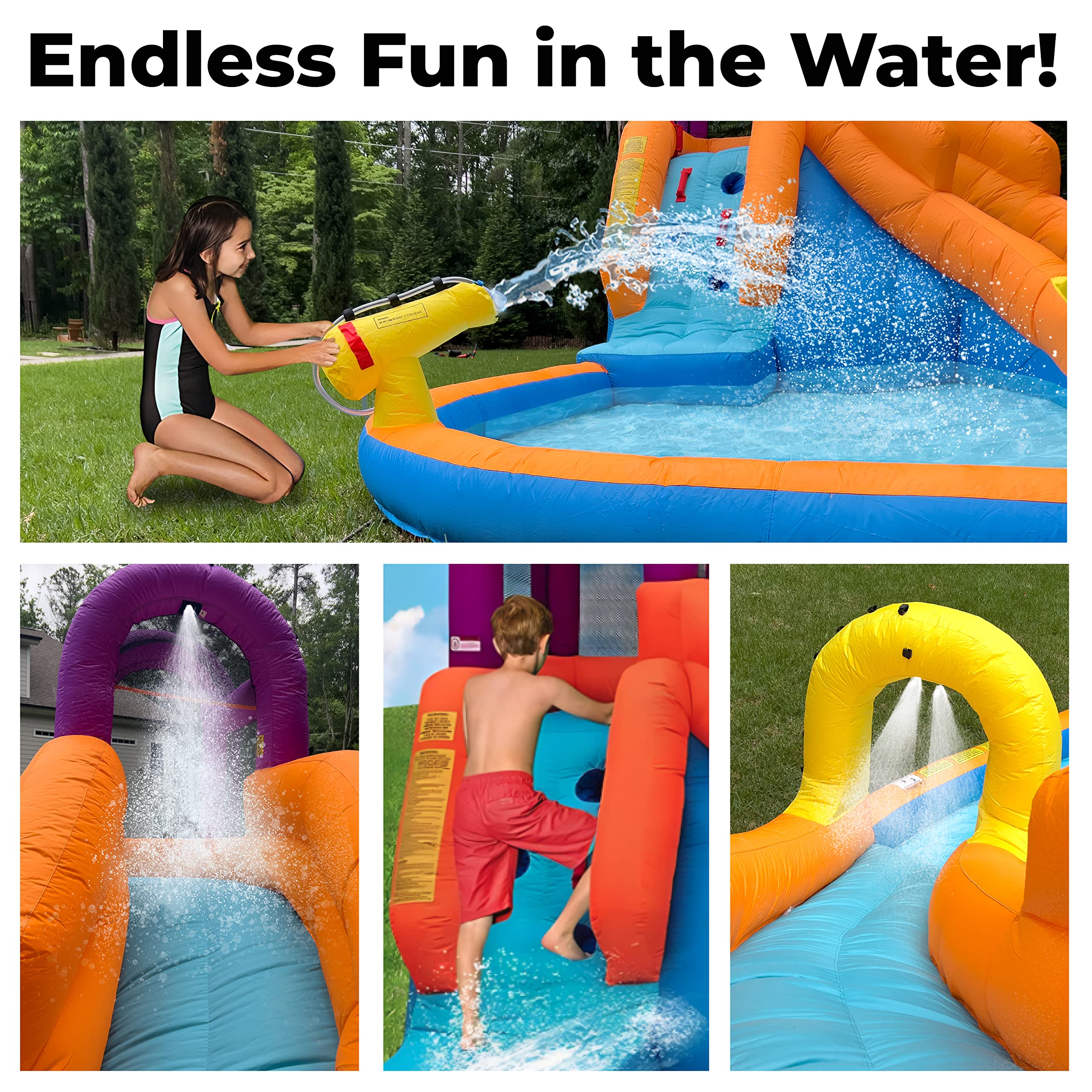 Mega Tornado Twist Inflatable Water Slide for Kids - Outdoor Water Park with Slides, Climbing Wall, Water Cannon & Splash Pool - Ages 5+ - Includes Blower - Perfect for Backyard Summer Parties, Birthday Celebrations & Family Fun
