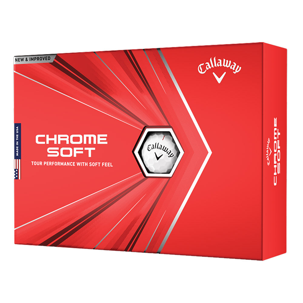 Callaway Chrome Soft Golf Balls 2020 - Premium Tour Performance Golf Balls (12-Pack/Dozen) - Low Compression for Distance & Control - Perfect for Tournament Play & Practice Rounds