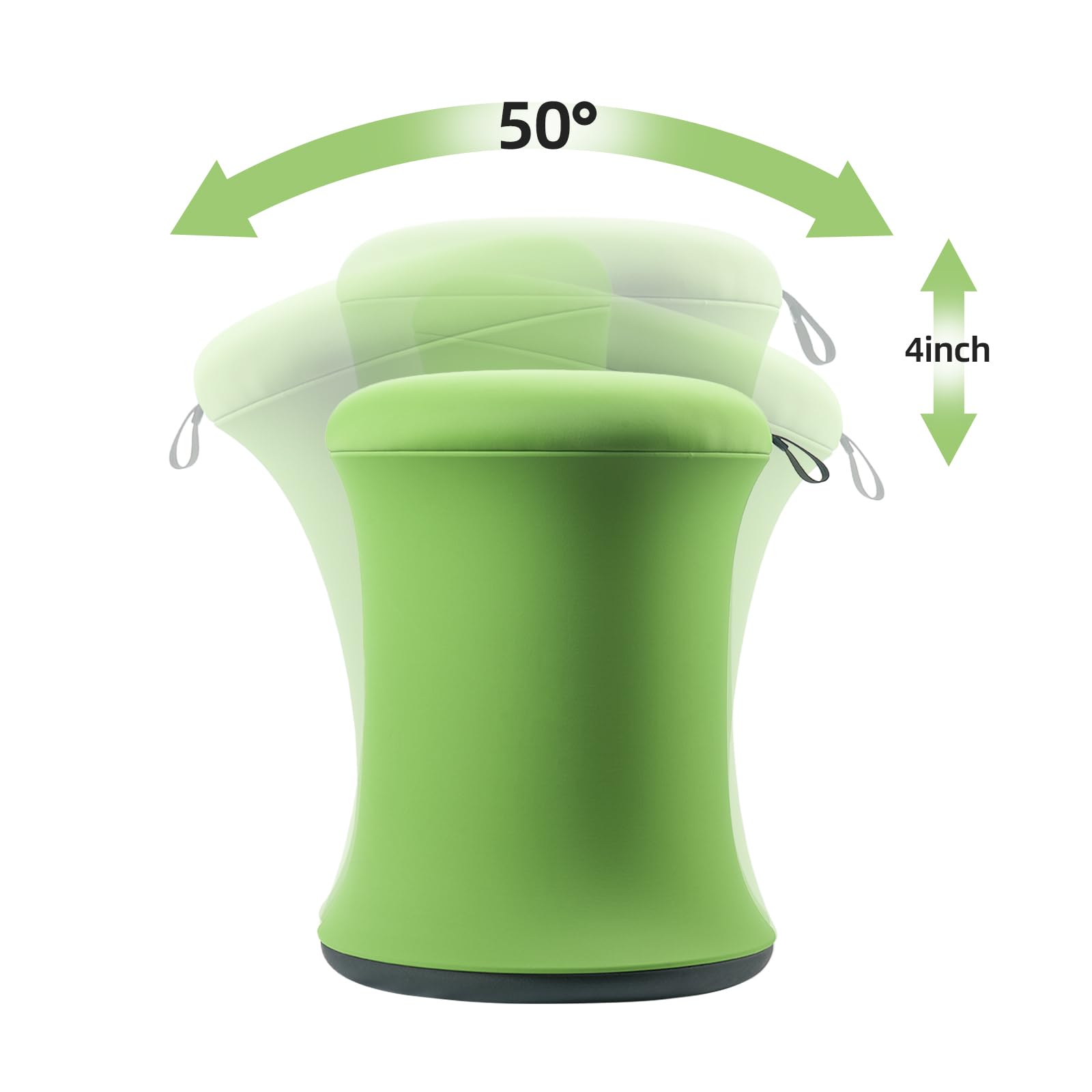 Ergonomic ADHD Wobble Stool & Yoga Ball Chair - Adjustable Height Active Sitting Stool for Adults & Kids - Improves Focus, Posture & Balance - Non-Slip Base for Home Office, Classroom, Exercise & Yoga (Green) - Perfect for Studying, Working & Fitness Training