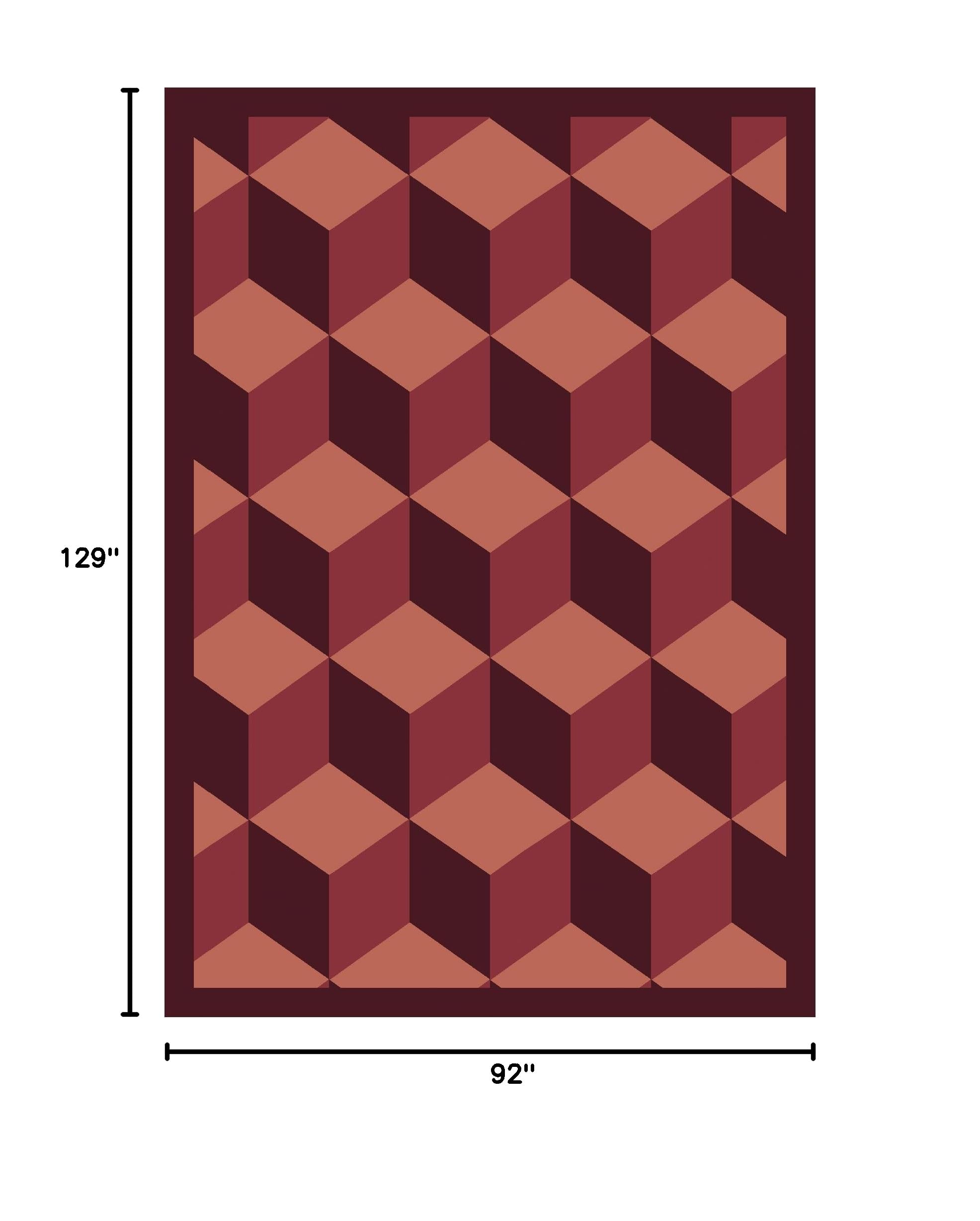 Joy Carpets Kaleidoscope Highrise Whimsical Area Rugs - Burgundy Red Modern Kids Room & Playroom Rug - Soft Non-Slip Nursery Carpet for Bedroom, Living Room & Dorm Decor