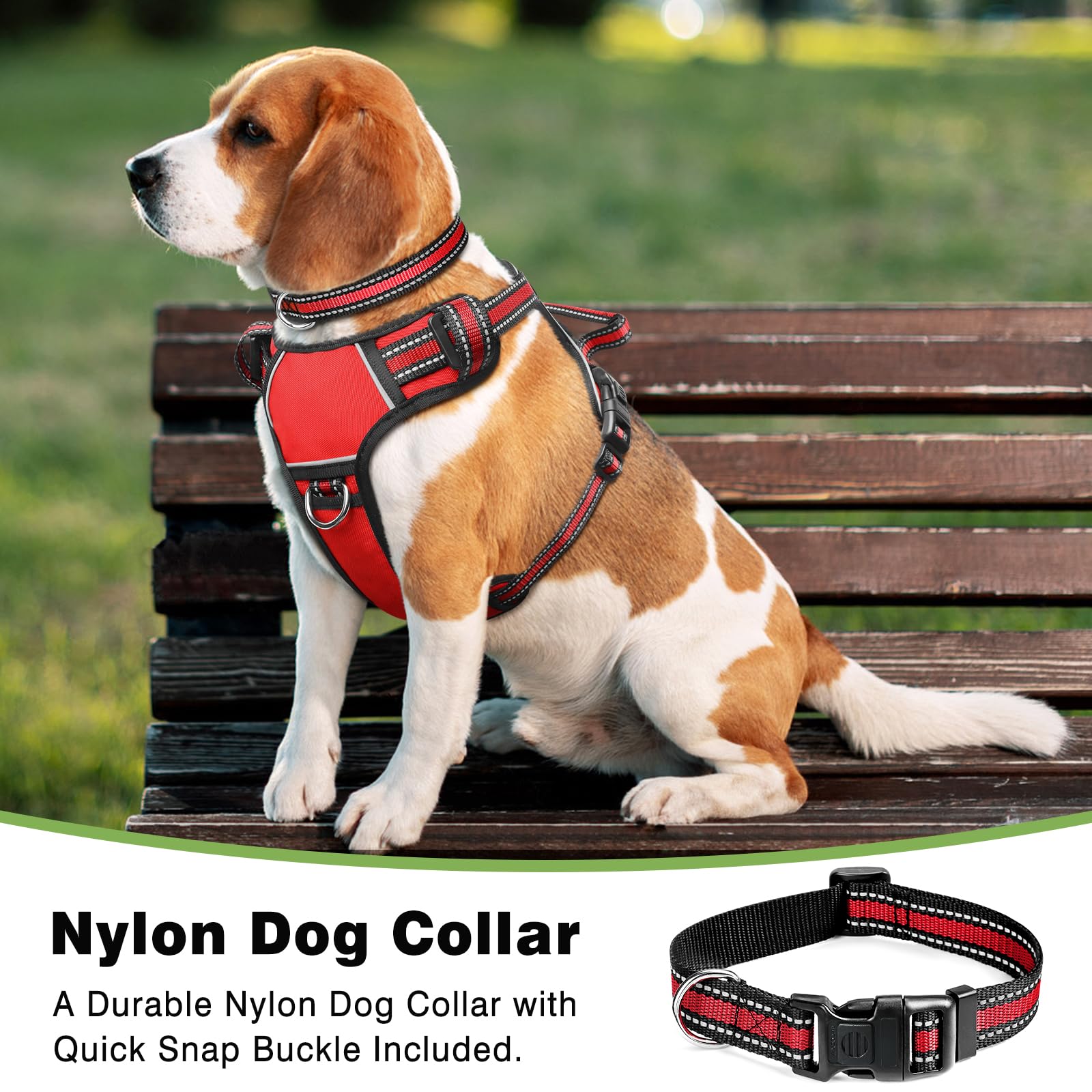 WINSEE No Pull Dog Harness - Adjustable Reflective Pet Vest with Front/Back Leash Clips for Small Medium Large XL Dogs - Comfortable Walking Control Handle for Outdoor Adventures, Jogging & Training