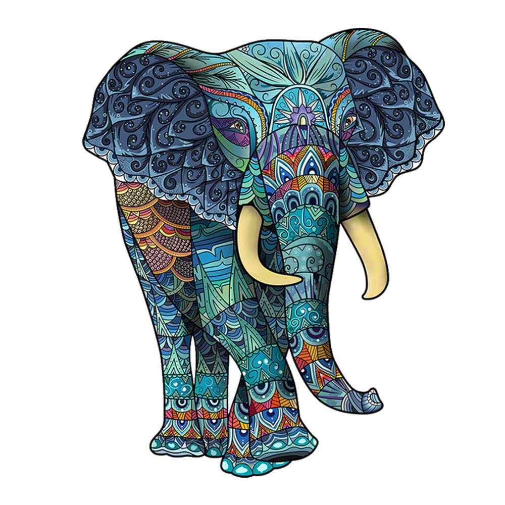 Premium 158-Piece Wooden Animal Puzzle for Adults - Unique Elephant Shaped Jigsaw Puzzle, Laser-Cut Liberty Puzzle for Family Game Night & Brain Teaser | Perfect Gift for Puzzle Lovers & Home Decor | Stress Relief & Cognitive Training Activity