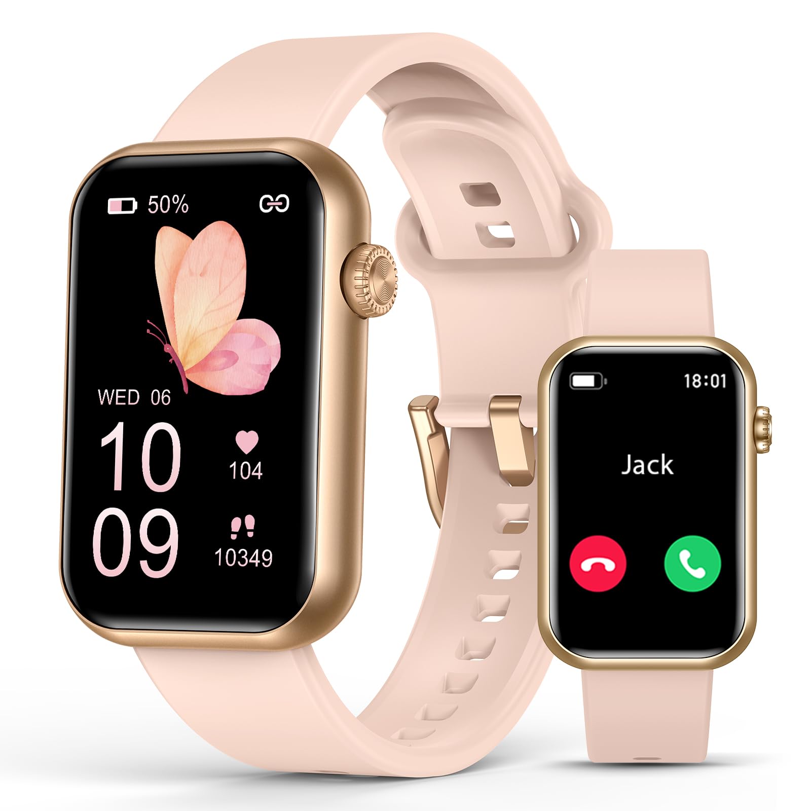 Smart Fitness Watch with Call Function, 24/7 Heart Rate & SpO2 Monitor, Blood Pressure & Sleep Tracker, 114 Sports Modes, Step Counter & Calorie Tracker - IP68 Waterproof Activity Tracker for Women - Perfect for Running, Gym Workouts & Daily Health Monitoring