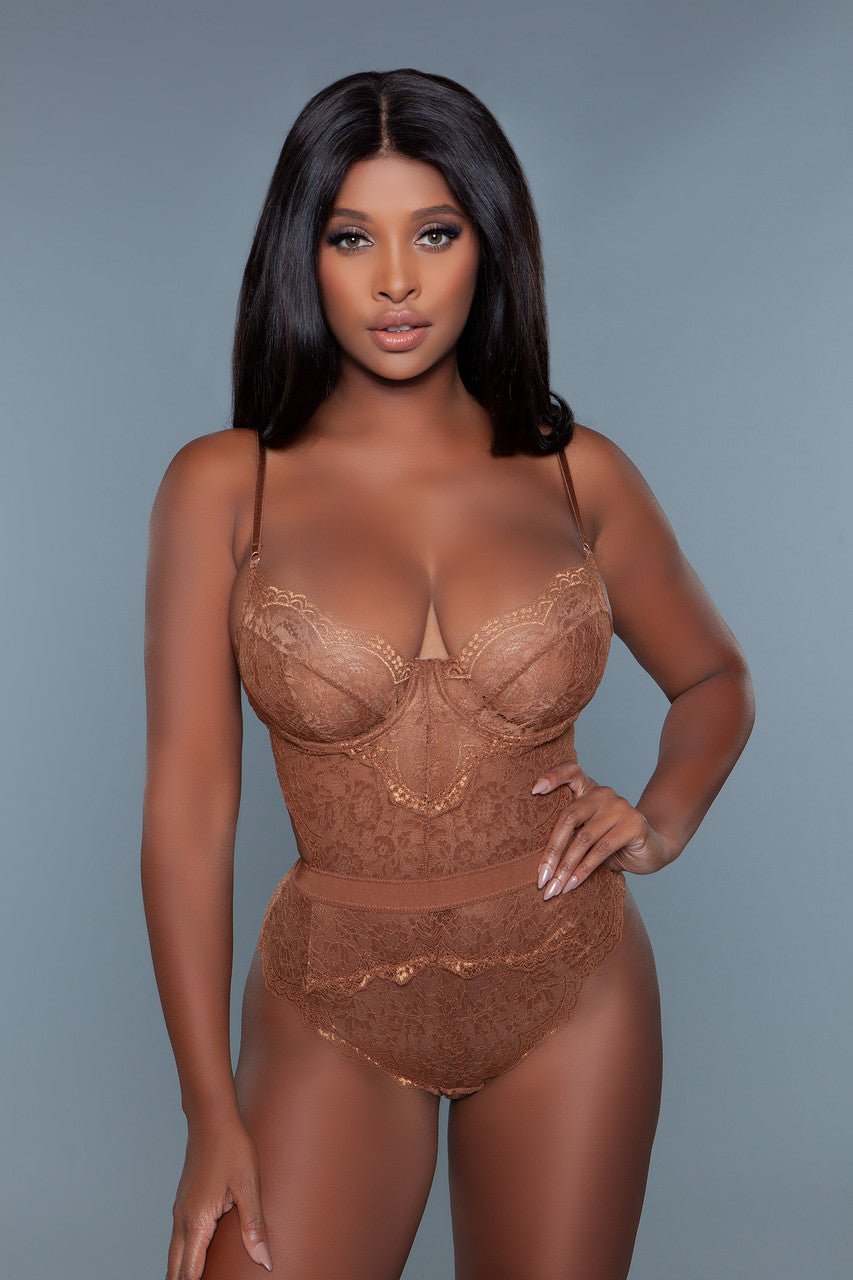 BeWicked Women's Bettany Bodysuit - Sexy Lingerie Bodysuit for Women, Stretch Lace Teddy with Adjustable Straps (Black, 2014 Collection) | Perfect for Valentine's Day, Date Night & Boudoir Photography