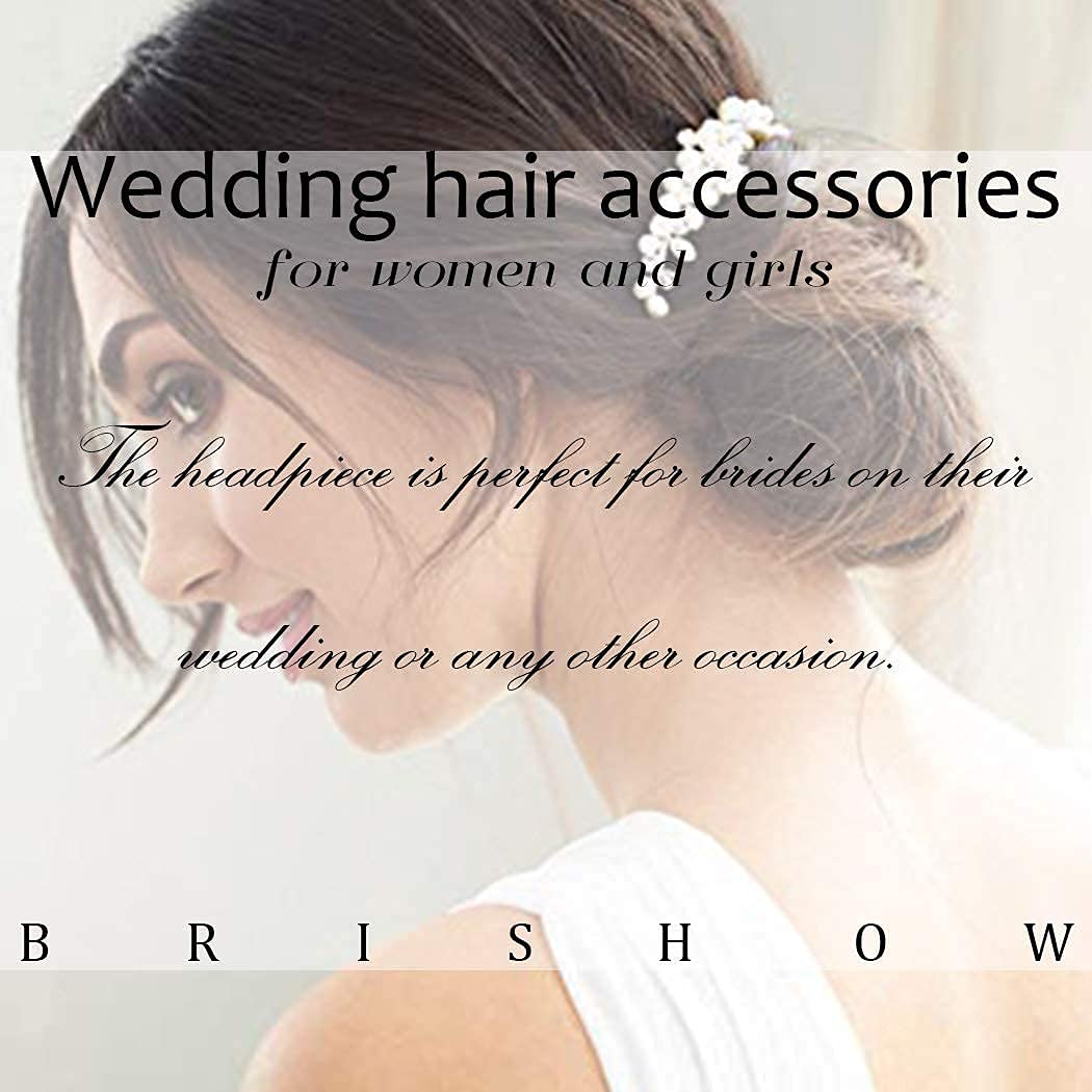 Brishow Crystal Bridal Hair Comb - Pearl Wedding Hair Accessories for Women & Girls (Silver) - Perfect for Brides & Special Occasions